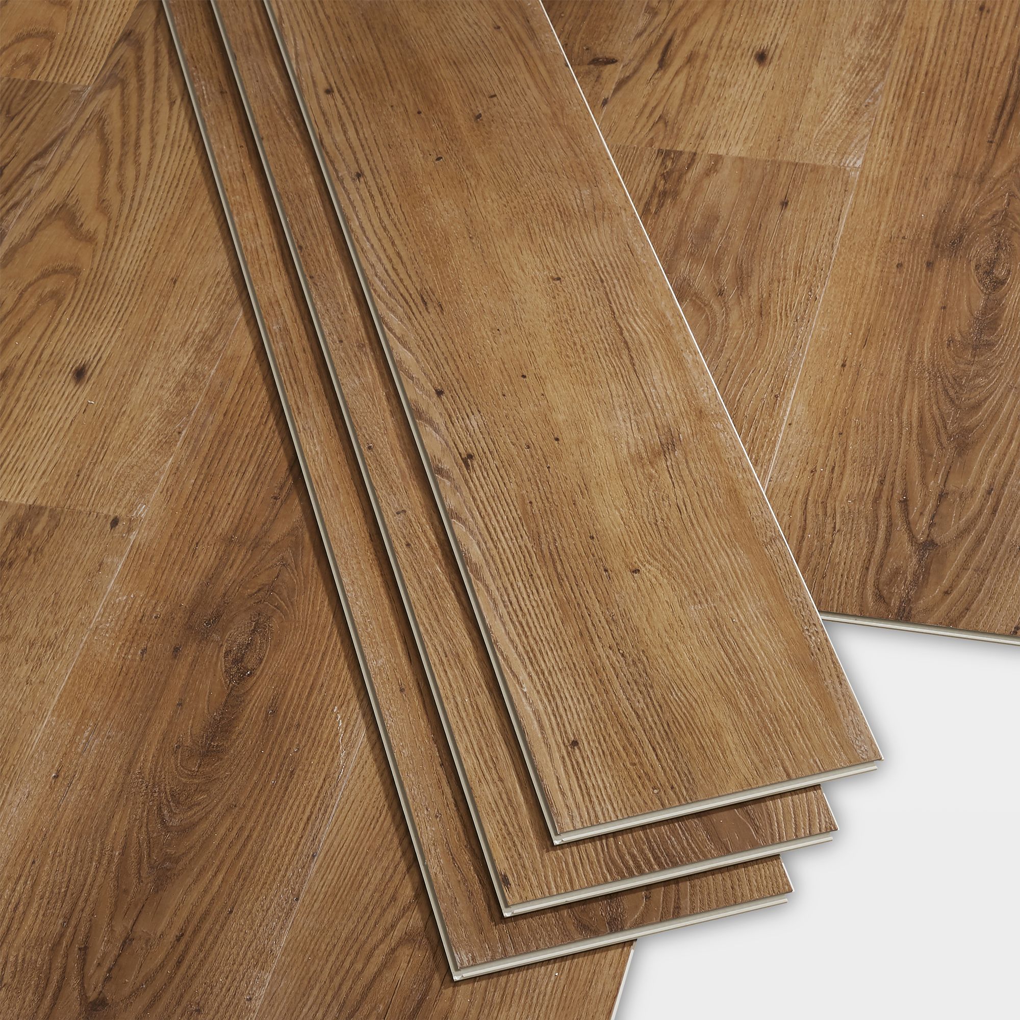 Jazy Rustic Polyvinyl chloride (PVC) Wood effect Click vinyl Flooring Sample