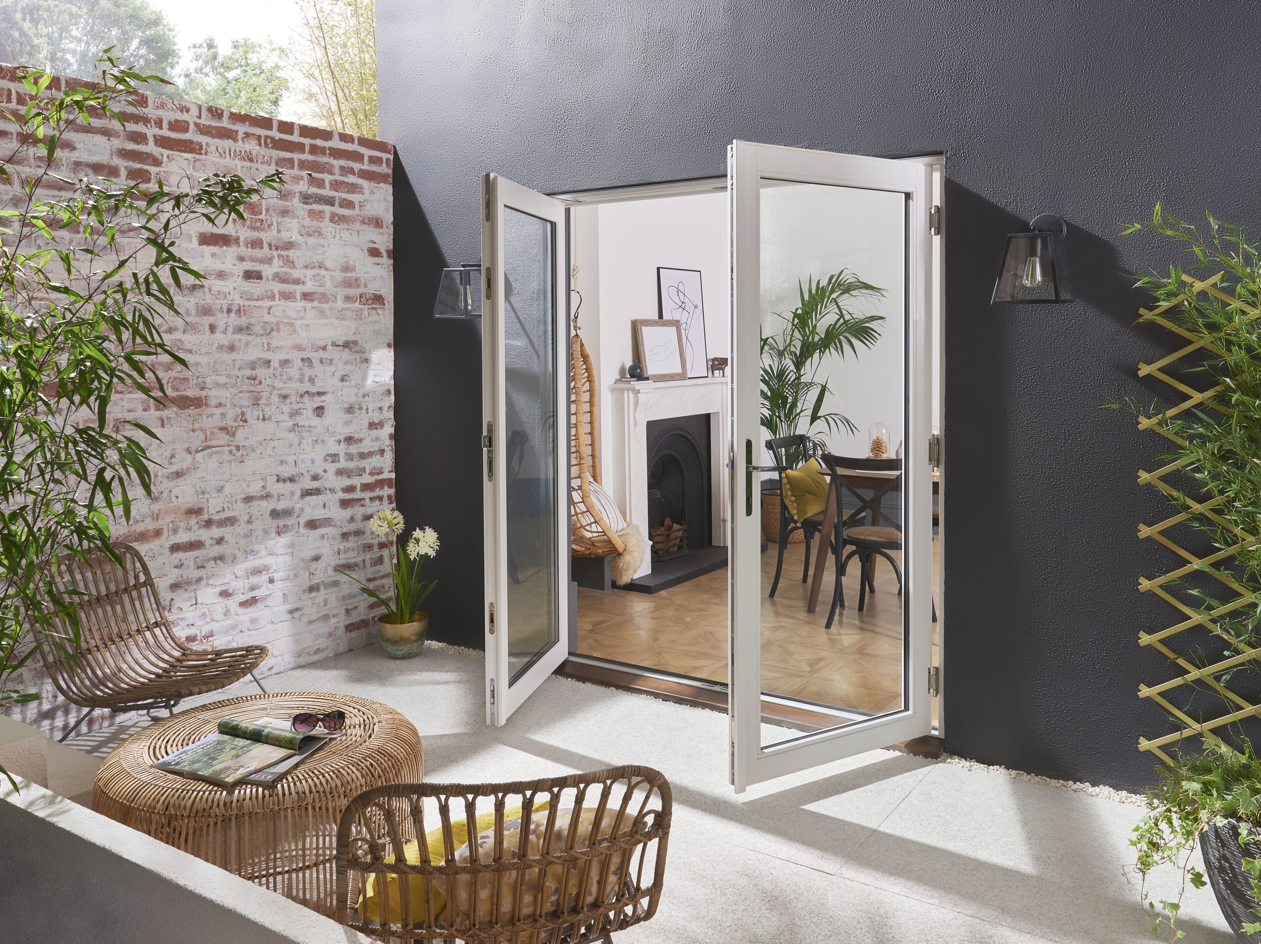 Jeld-Wen 1 Lite Glazed White Hardwood External French Door set, (H)2094mm (W)1494mm