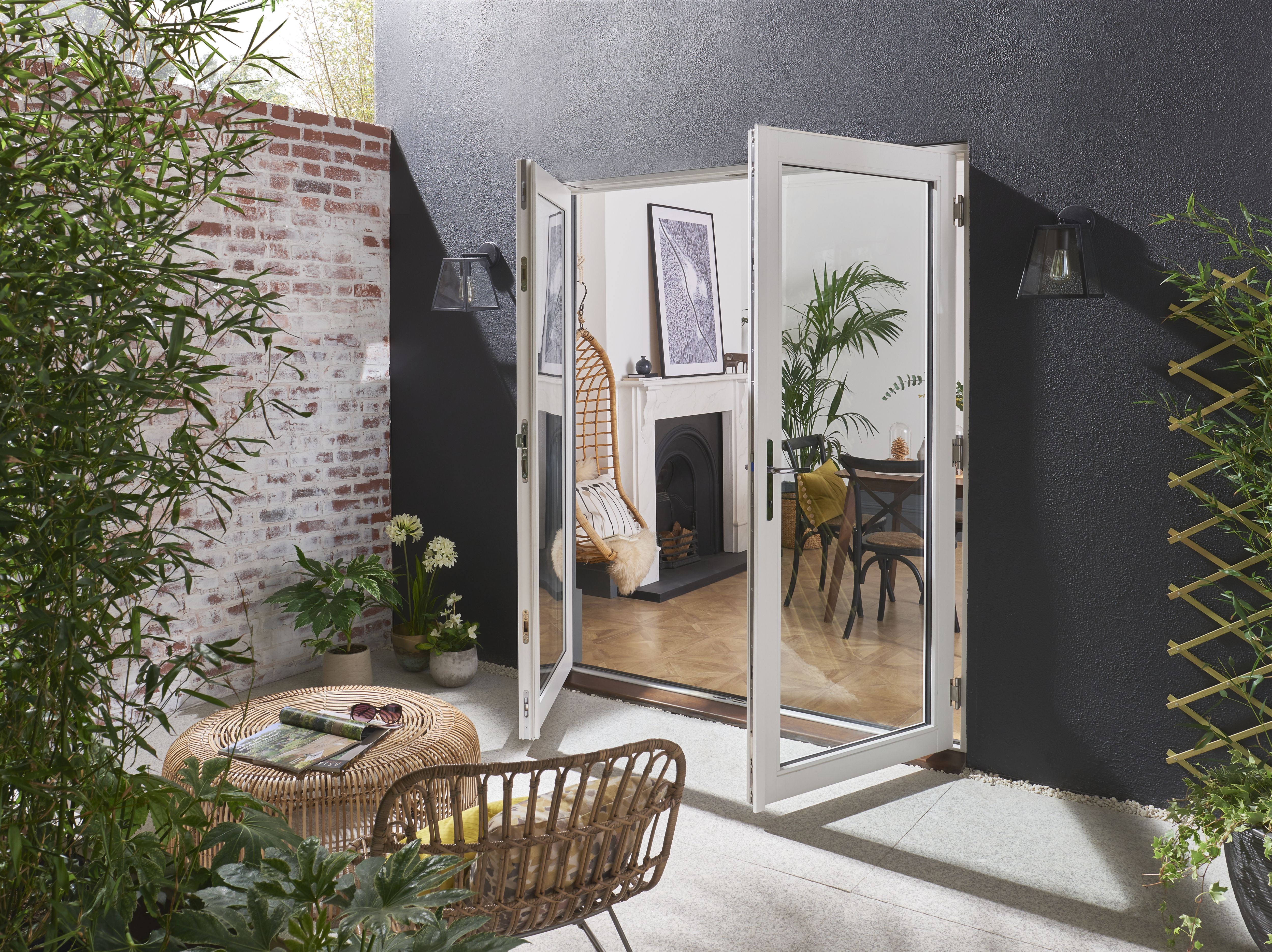 Jeld-Wen 1 Lite Glazed White Hardwood External French Door set, (H)2094mm (W)1494mm