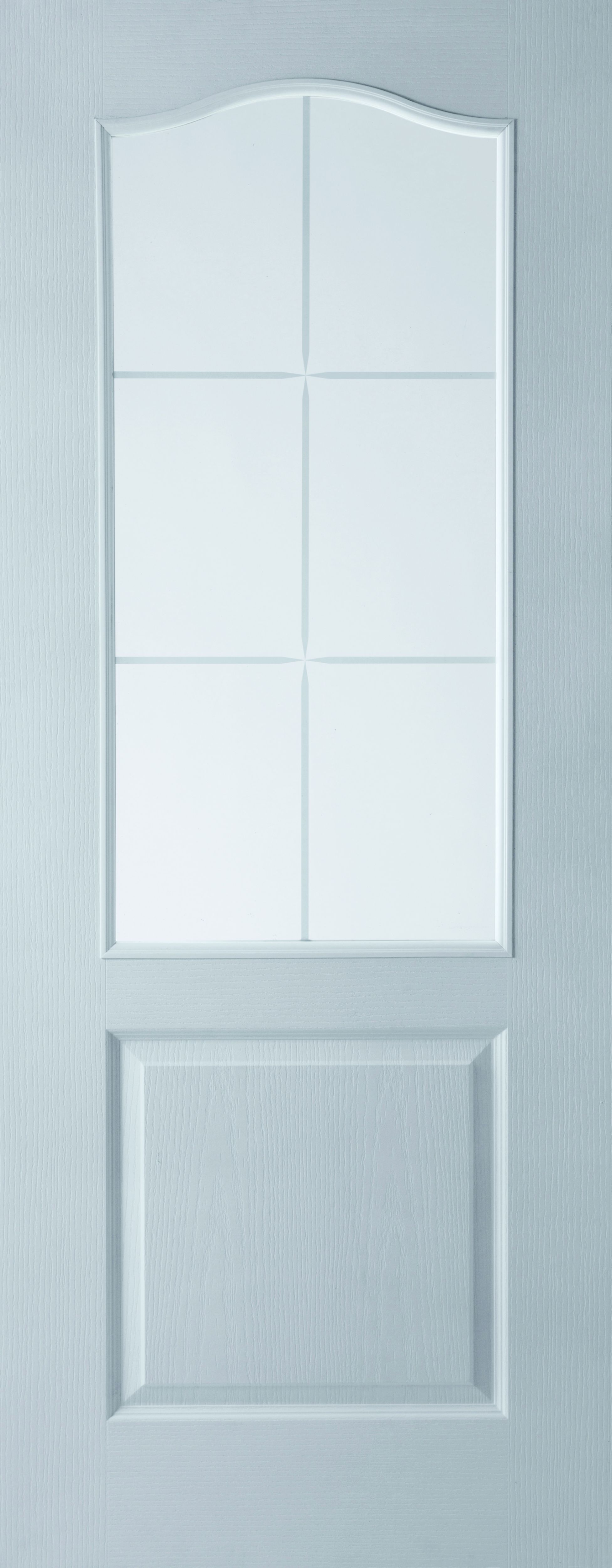 Jeld-Wen 2 panel 6 Lite Clear Glazed Arched White Internal Door, (H)1981mm (W)838mm (T)35mm