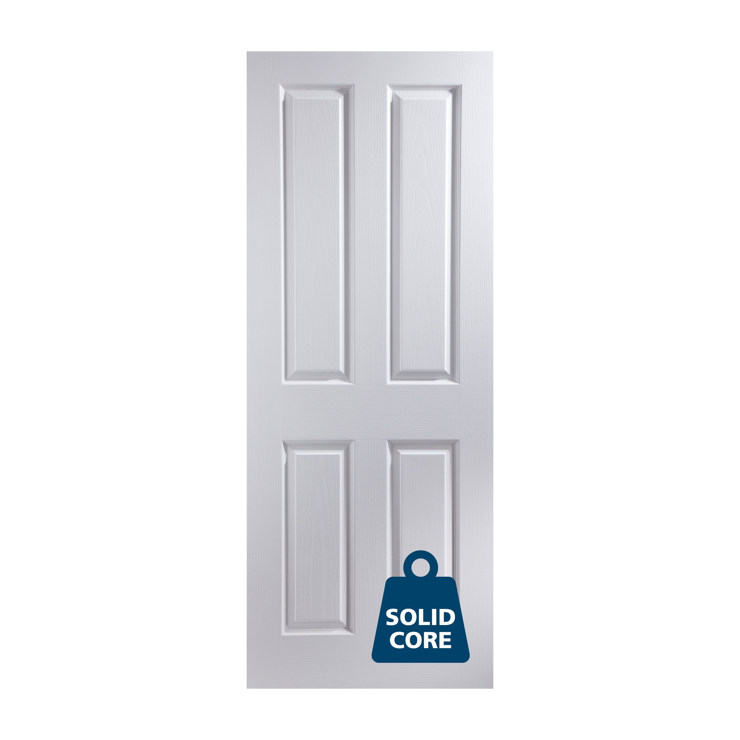 Jeld-Wen 4 panel Solid core Unglazed Contemporary White Internal Door, (H)1981mm (W)686mm (T)35mm