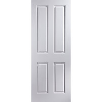 Jeld-Wen 4 panel Solid core Unglazed Contemporary White Woodgrain effect Internal Door, (H)1981mm (W)610mm (T)35mm