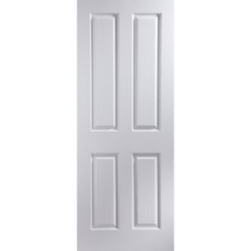 Jeld-Wen 4 panel Solid core Unglazed Contemporary White Woodgrain effect Internal Door, (H)1981mm (W)686mm (T)35mm
