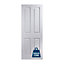 Jeld-Wen 4 panel Solid core Unglazed Contemporary White Woodgrain effect Internal Door, (H)1981mm (W)762mm (T)35mm
