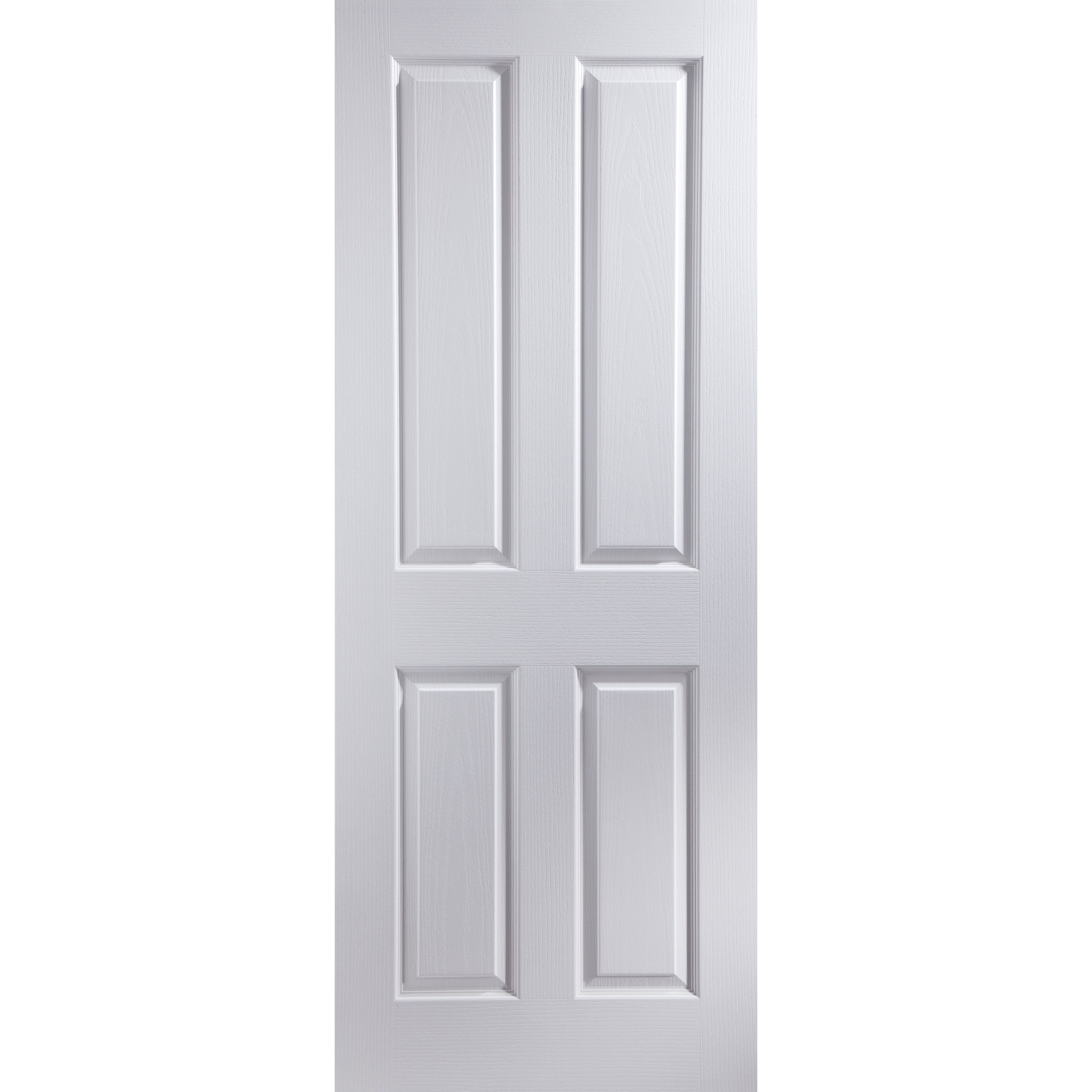 Jeld-Wen 4 panel Solid core Unglazed Contemporary White Woodgrain effect Internal Door, (H)1981mm (W)762mm (T)35mm