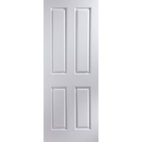 Jeld-Wen 4 panel Solid core White Woodgrain effect Internal Door, (H)1981mm (W)762mm (T)35mm