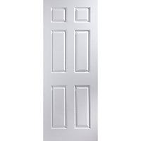 Jeld-Wen 6 panel Solid core Unglazed Contemporary White Woodgrain effect Internal Door, (H)1981mm (W)838mm (T)35mm