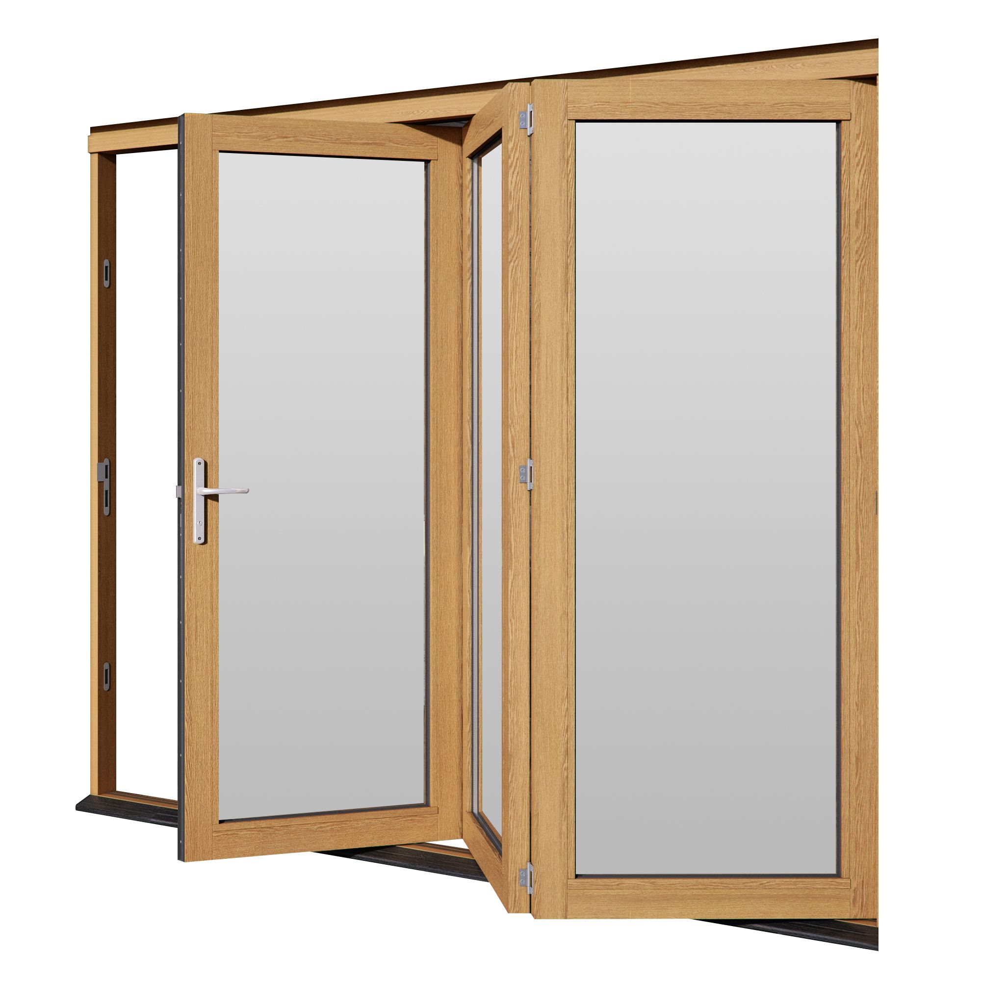 Jeld-Wen Clear Glazed Golden Oak External 3 Kinsley Folding Patio door, (H)2094mm (W)2394mm