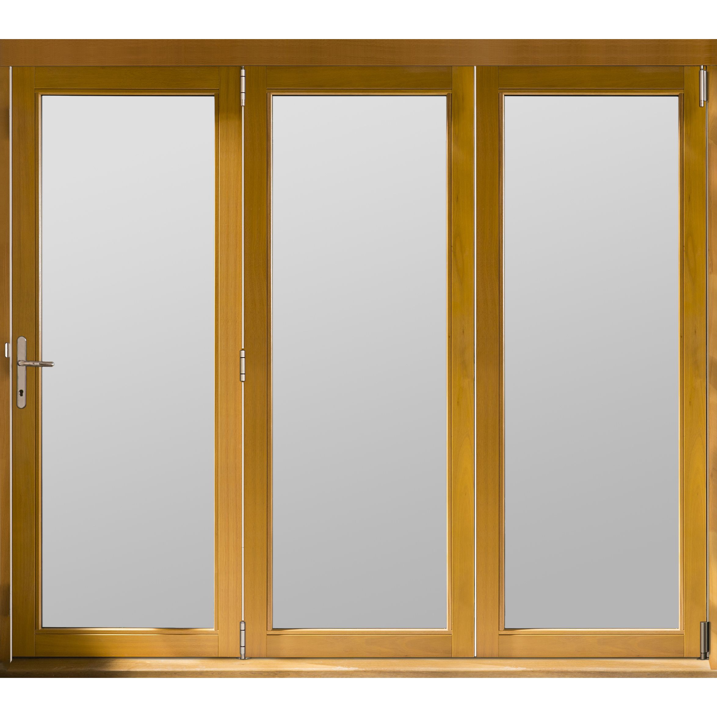 Jeld-Wen Clear Glazed Golden Oak External 3 Kinsley Folding Patio door, (H)2094mm (W)2394mm