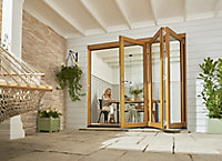 Jeld-Wen Clear Glazed Golden Oak External 4 Kinsley Folding Patio door, (H)2094mm (W)2994mm