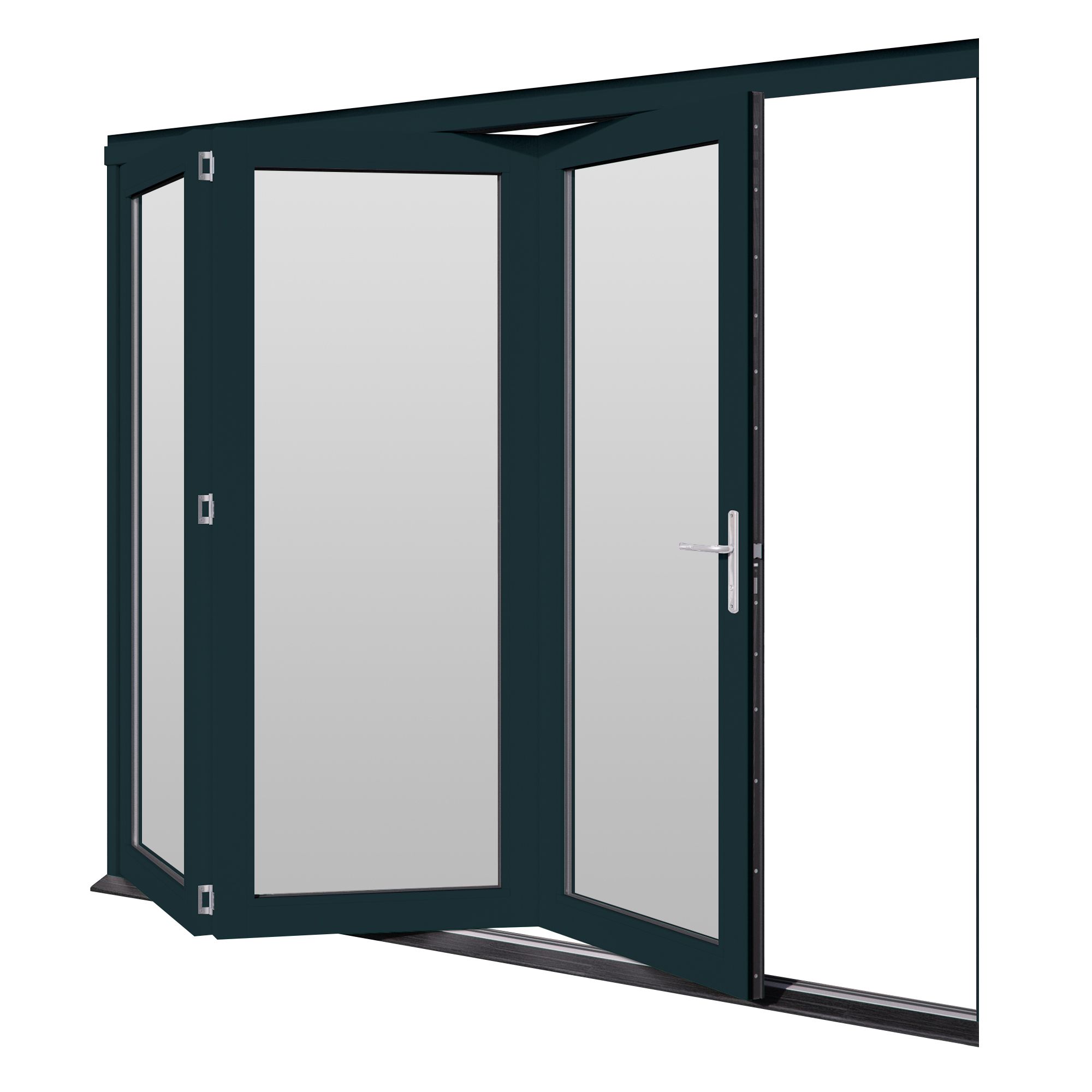 Jeld-Wen Clear Glazed Grey Hardwood External 3 Bedgebury Folding Patio door, (H)2094mm (W)1794mm