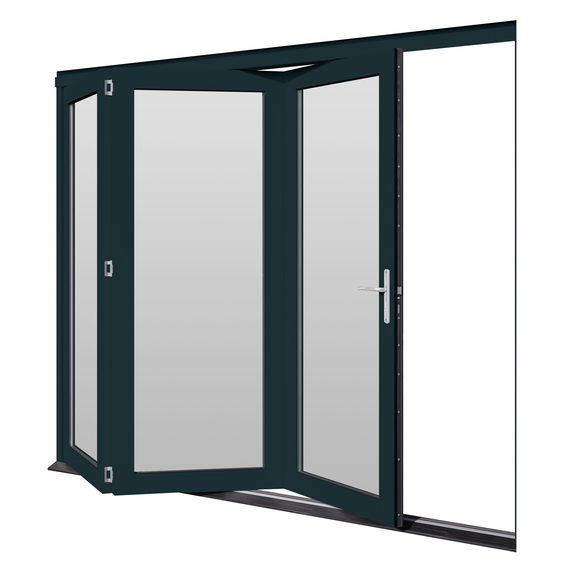 Jeld-Wen Clear Glazed Grey Hardwood veneer External 4 Bedgebury Folding Patio door, (H)2094mm (W)2394mm