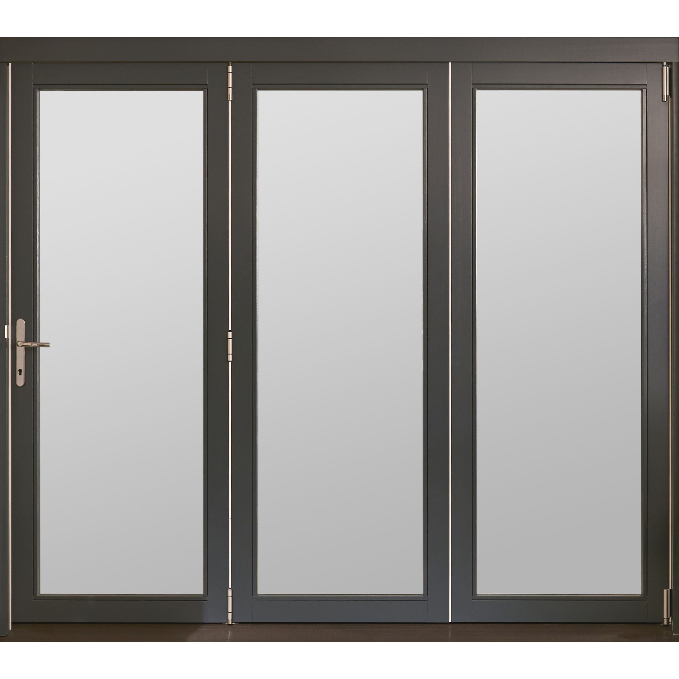 Jeld-Wen Clear Glazed Grey Hardwood veneer External 4 Bedgebury Folding Patio door, (H)2094mm (W)2394mm