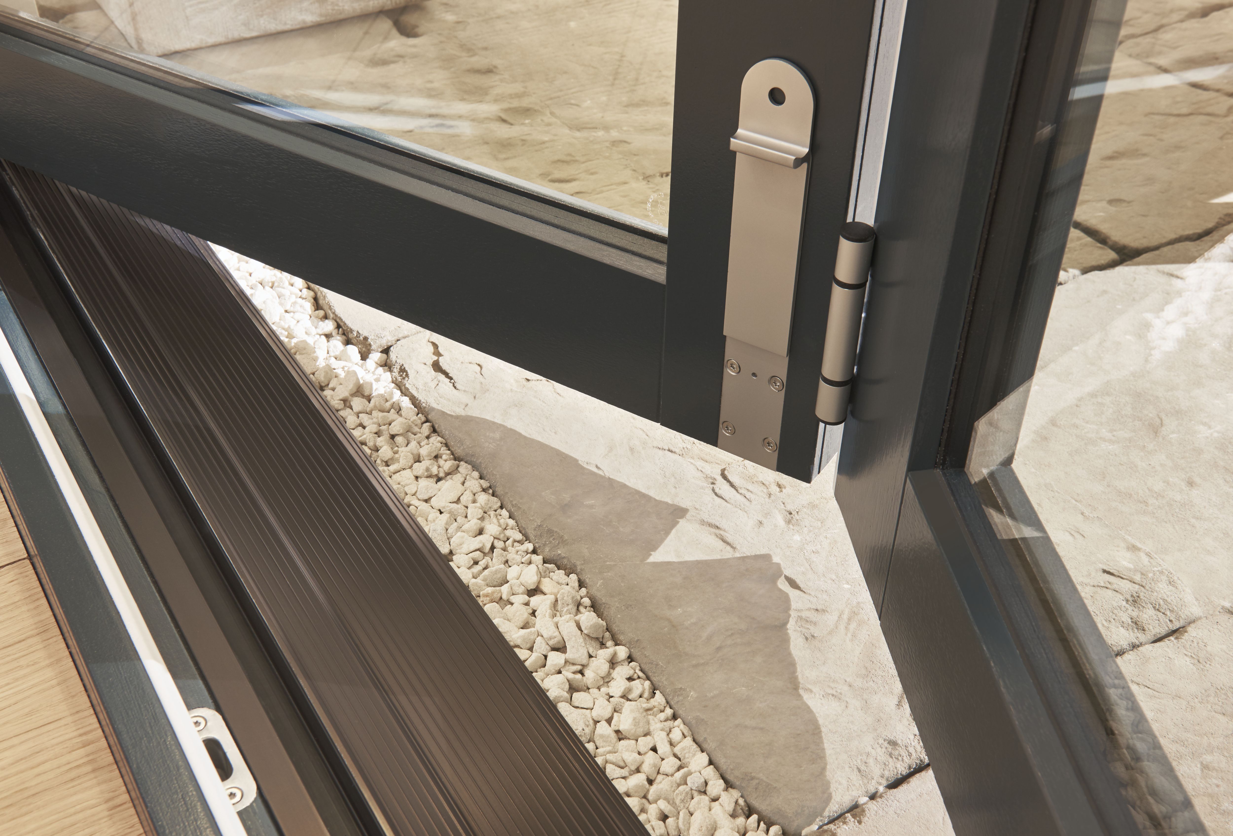 Jeld-Wen Clear Glazed Grey Hardwood veneer External 4 Bedgebury Folding Patio door, (H)2094mm (W)2394mm