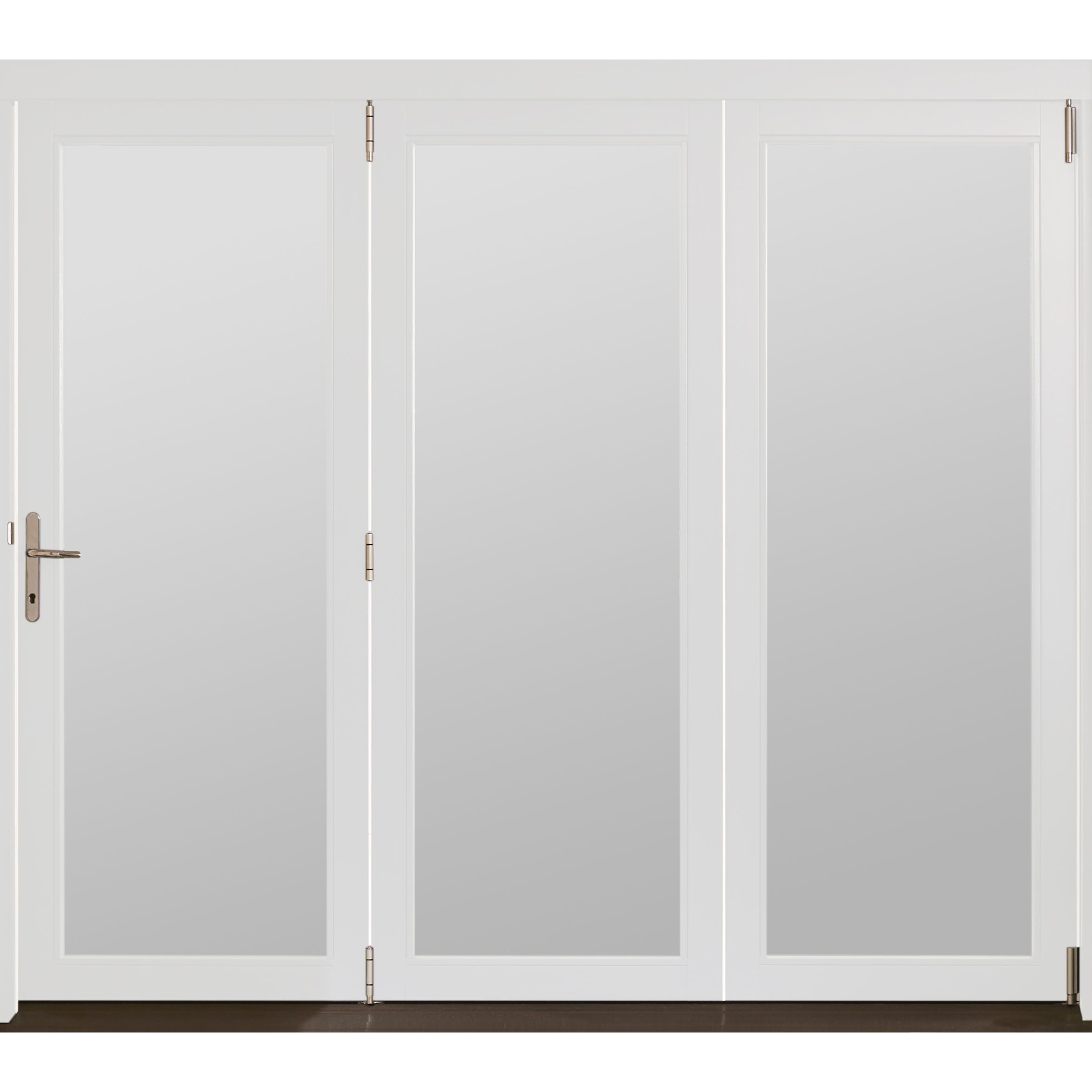 Jeld-Wen Clear Glazed White Hardwood veneer External 3 Bedgebury Folding Patio door, (H)2094mm (W)2394mm