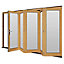 Jeld-Wen Kinsley Clear Glazed Golden Oak Reversible External Folding Patio door, (H)2094mm (W)3594mm