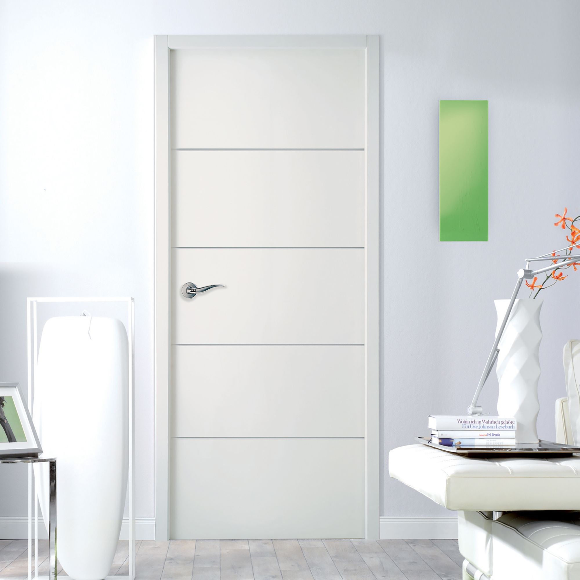Jeld-Wen Linea Solid core Unglazed Flush White Internal Timber Door, (H)2040mm (W)726mm (T)40mm