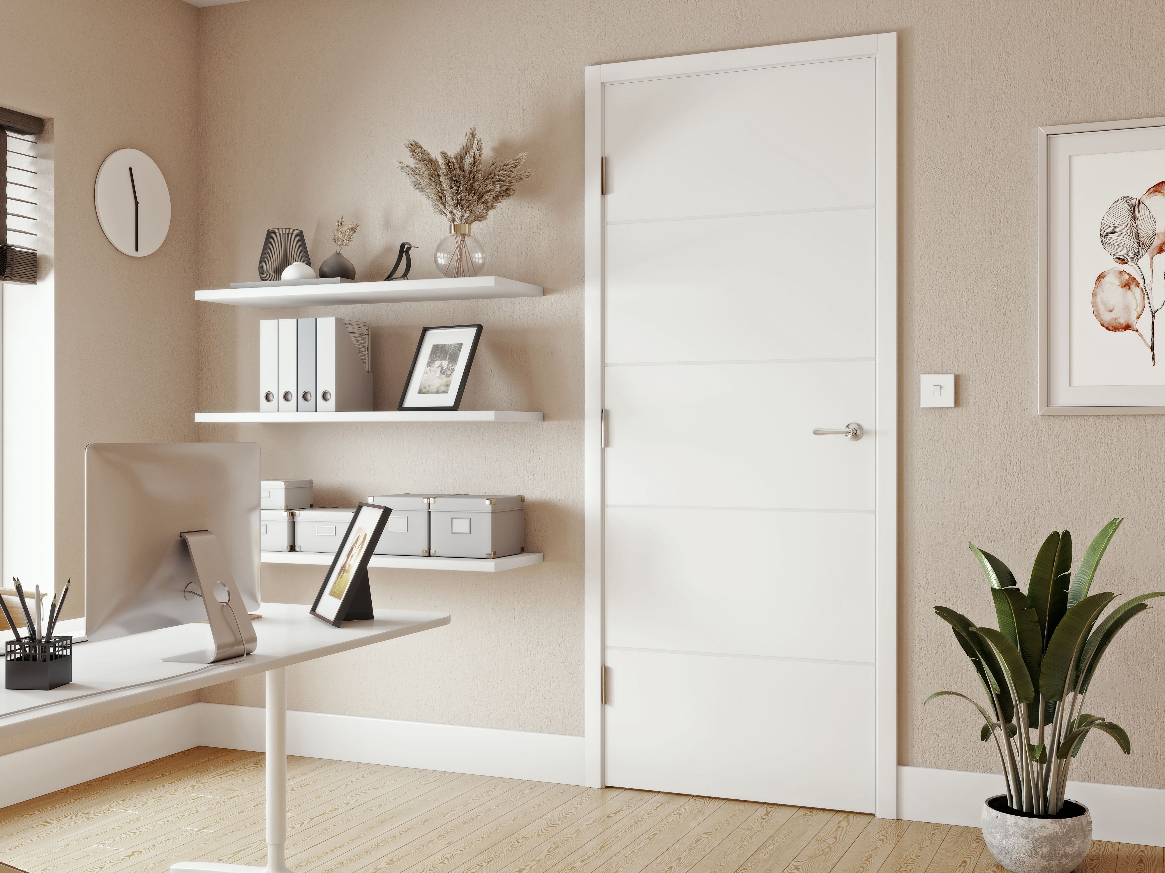 Jeld-Wen Linea Solid core Unglazed Flush White Internal Timber Door, (H)2040mm (W)726mm (T)40mm