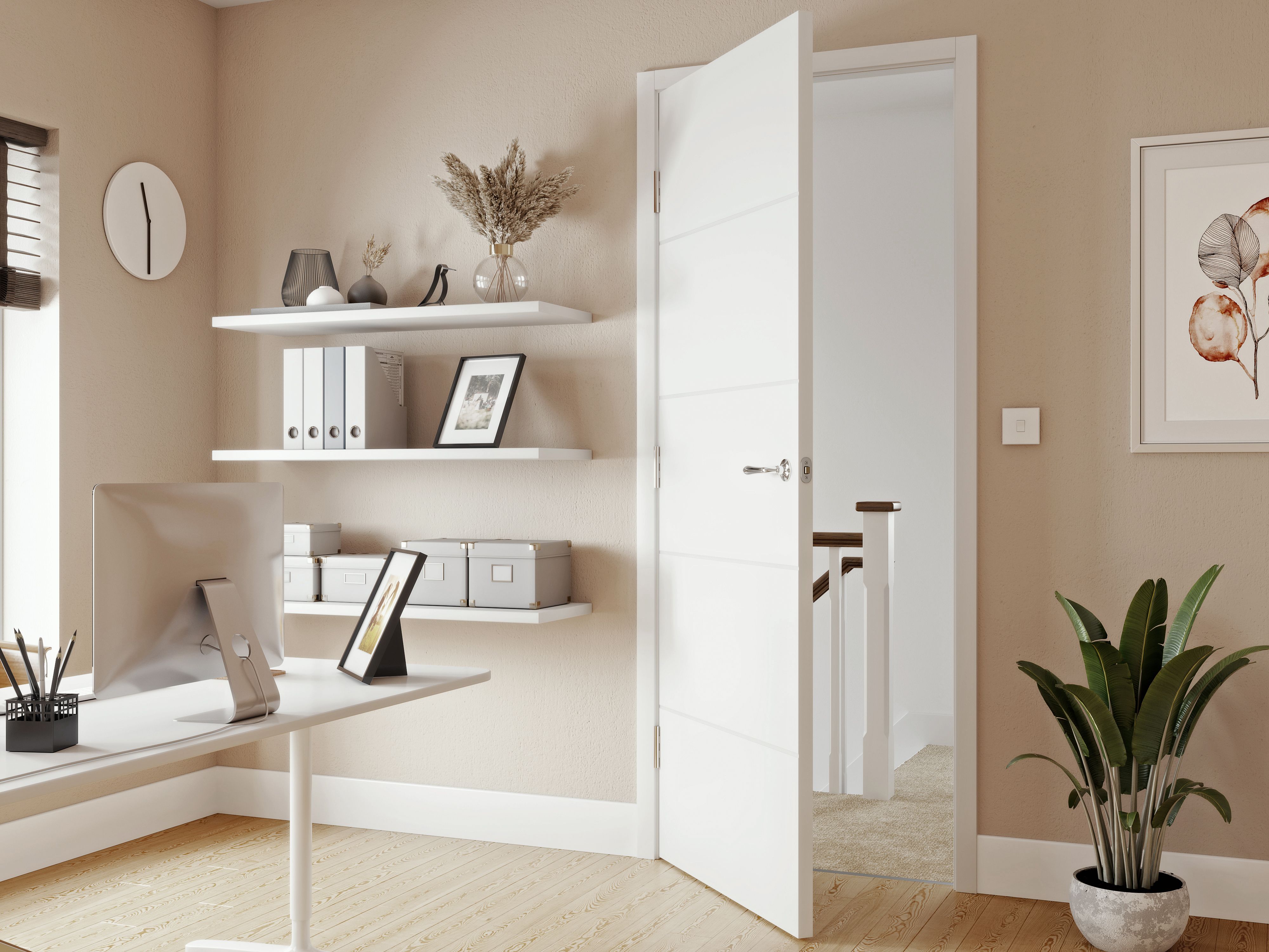 Jeld-Wen Linea Solid core Unglazed Flush White Internal Timber Door, (H)2040mm (W)726mm (T)40mm