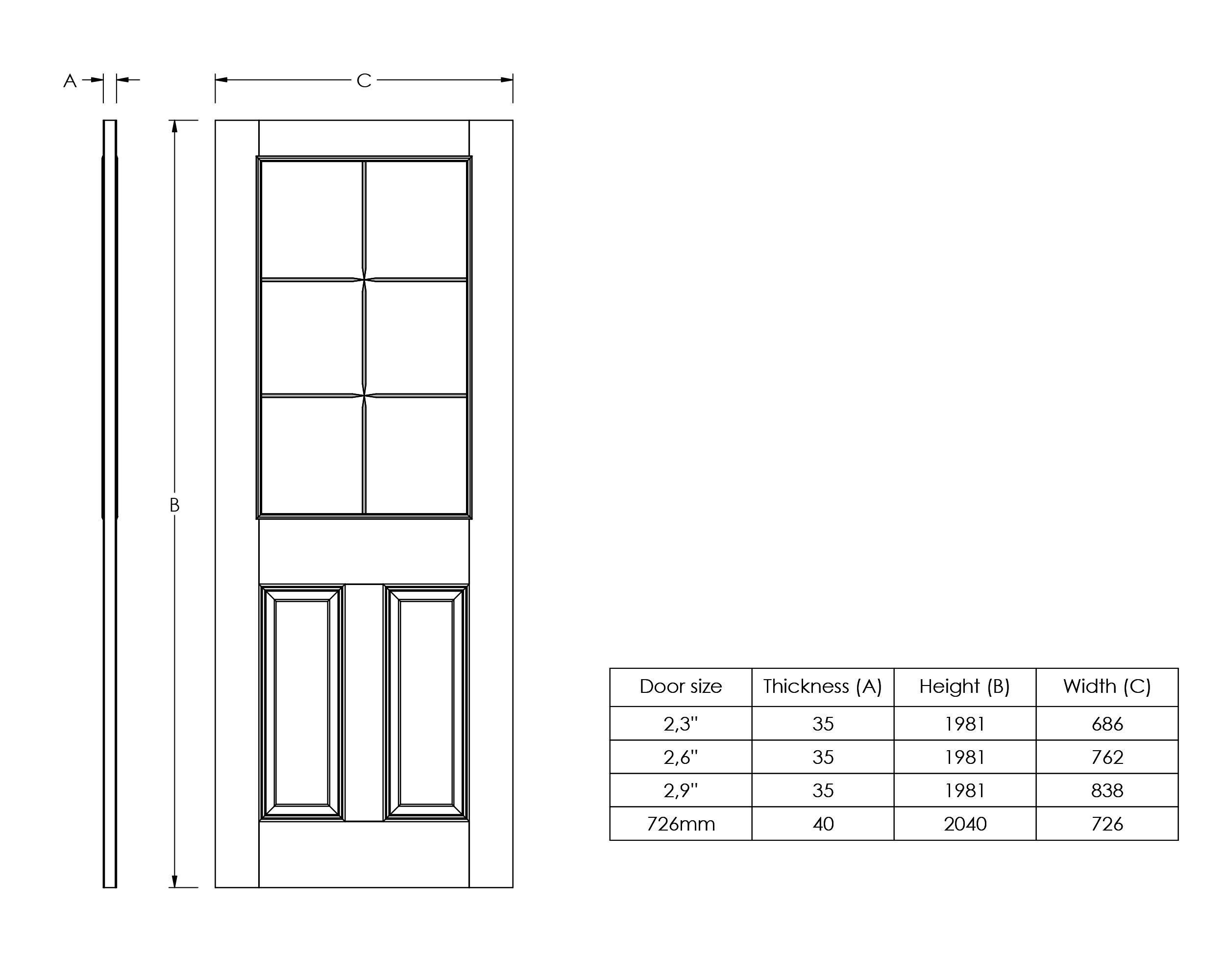 Jeld-Wen Painted woodgrain 2 panel Clear Glazed Contemporary White Internal Door, (H)1981mm (W)838mm (T)35mm