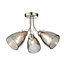 Jenessa Brushed Glass & metal Bright nickel effect 3 Lamp LED Ceiling light