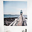 Jetty view Blue, brown & white Wall art (H)900mm (W)900mm