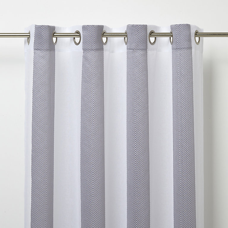 Jima Grey White Herringbone Stripe, Black Grey And White Striped Curtains