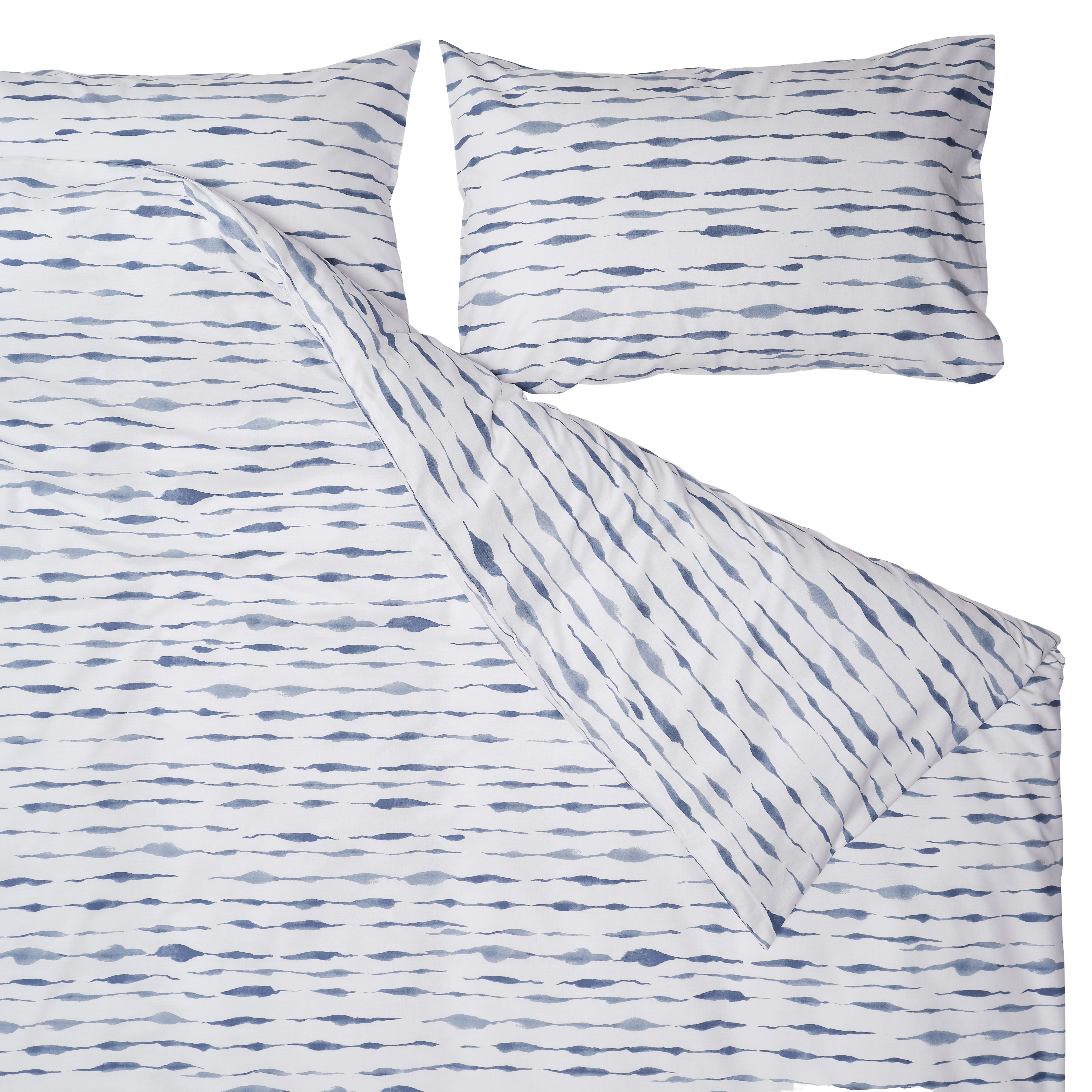 Joanne Striped Blue & white Double Duvet cover & pillow case set