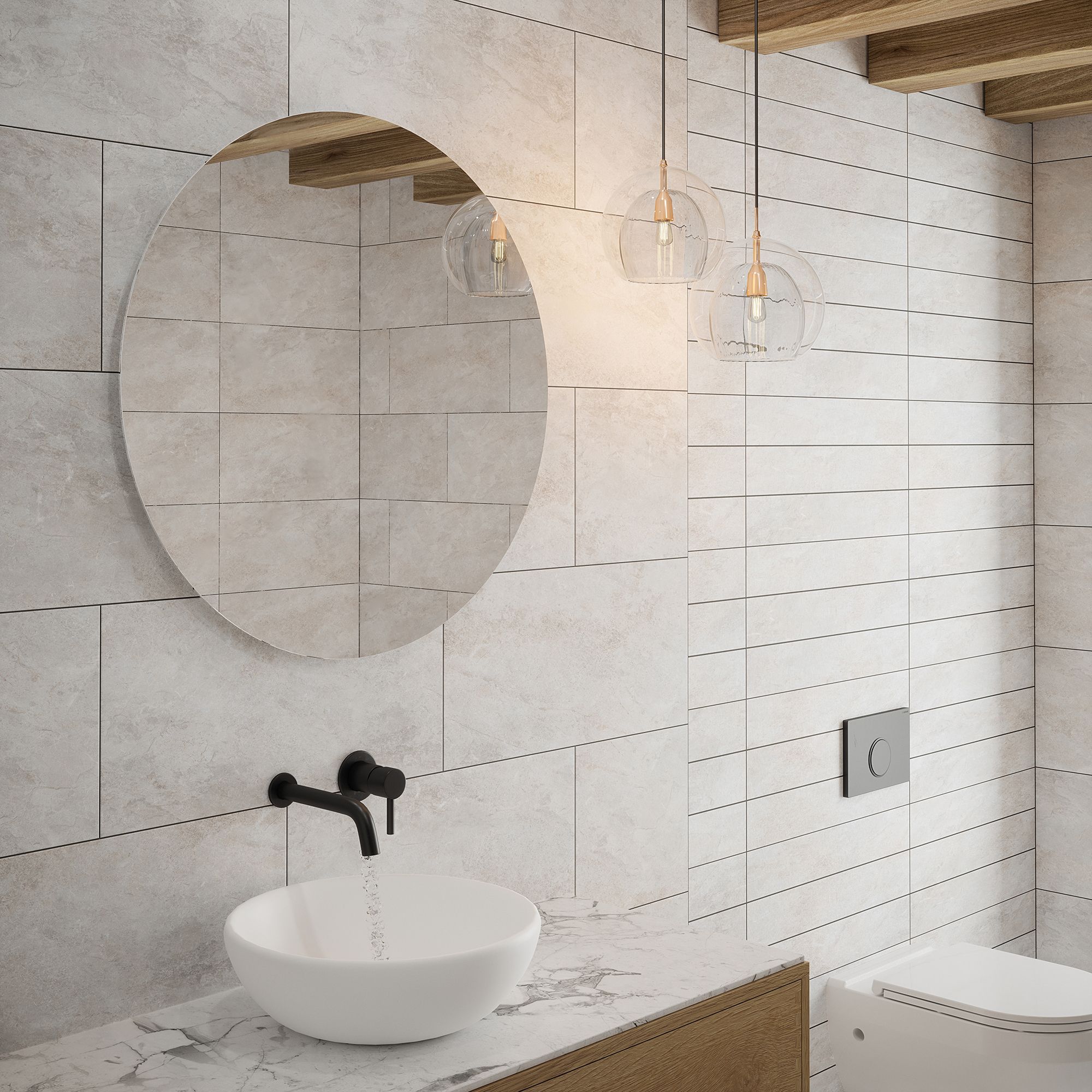 Johnson Tiles Arlo Flint Satin Shimmer print Stone effect Ceramic Indoor Wall Tile Sample