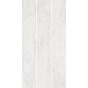 Johnson Tiles Ashlar Weathered white Matt Textured Stone effect Ceramic Indoor Wall Tile, Pack of 5, (L)600mm (W)300mm