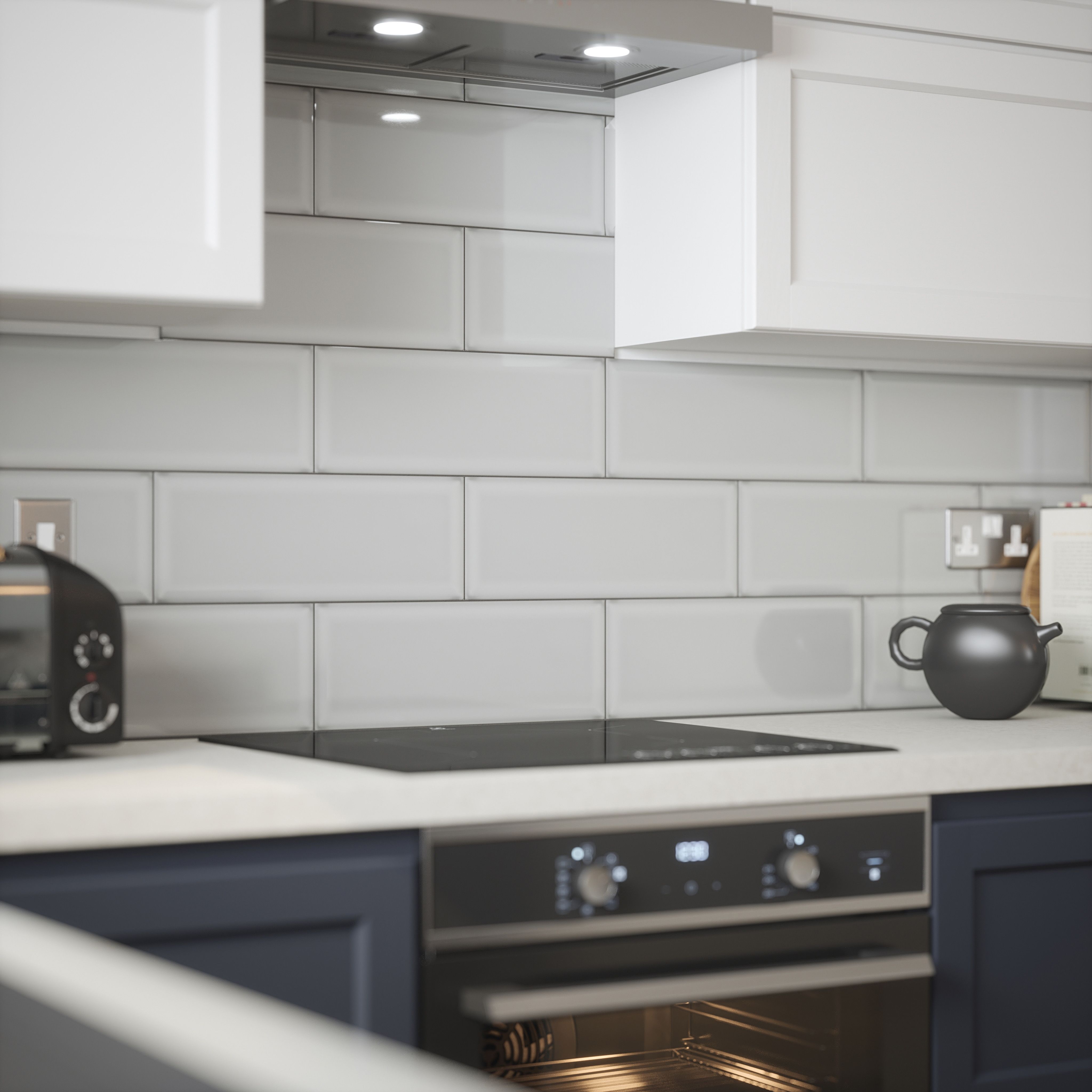 Johnson Tiles Bevel Dove Gloss Ceramic Indoor Wall Tile Sample