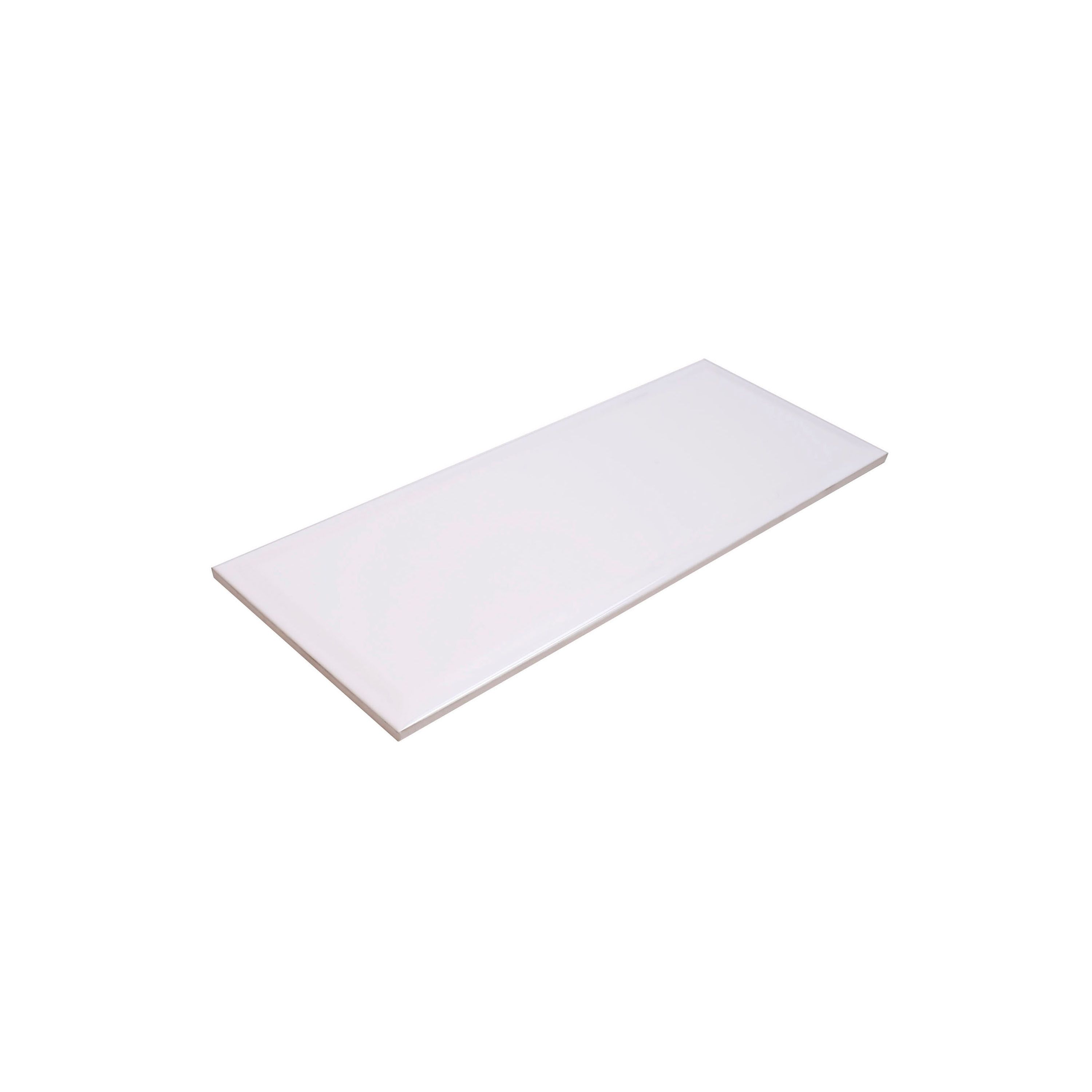 Johnson Tiles Bevel Winter White Gloss Ceramic Indoor Wall Tile, Pack of 17, (L)400mm (W)150mm