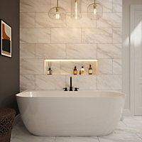 Johnson Tiles Contessa Cream Satin Marble effect Ceramic Indoor Wall & floor Tile, Pack of 6, (L)600mm (W)300mm