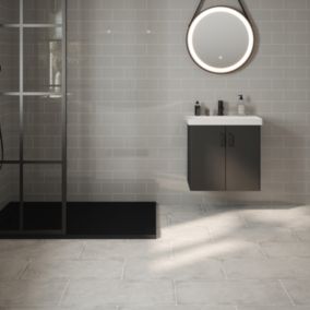 Johnson Tiles Elvaston Grey Matt Stone effect Textured Porcelain Indoor Wall & floor Tile, Pack of 5, (L)600mm (W)300mm