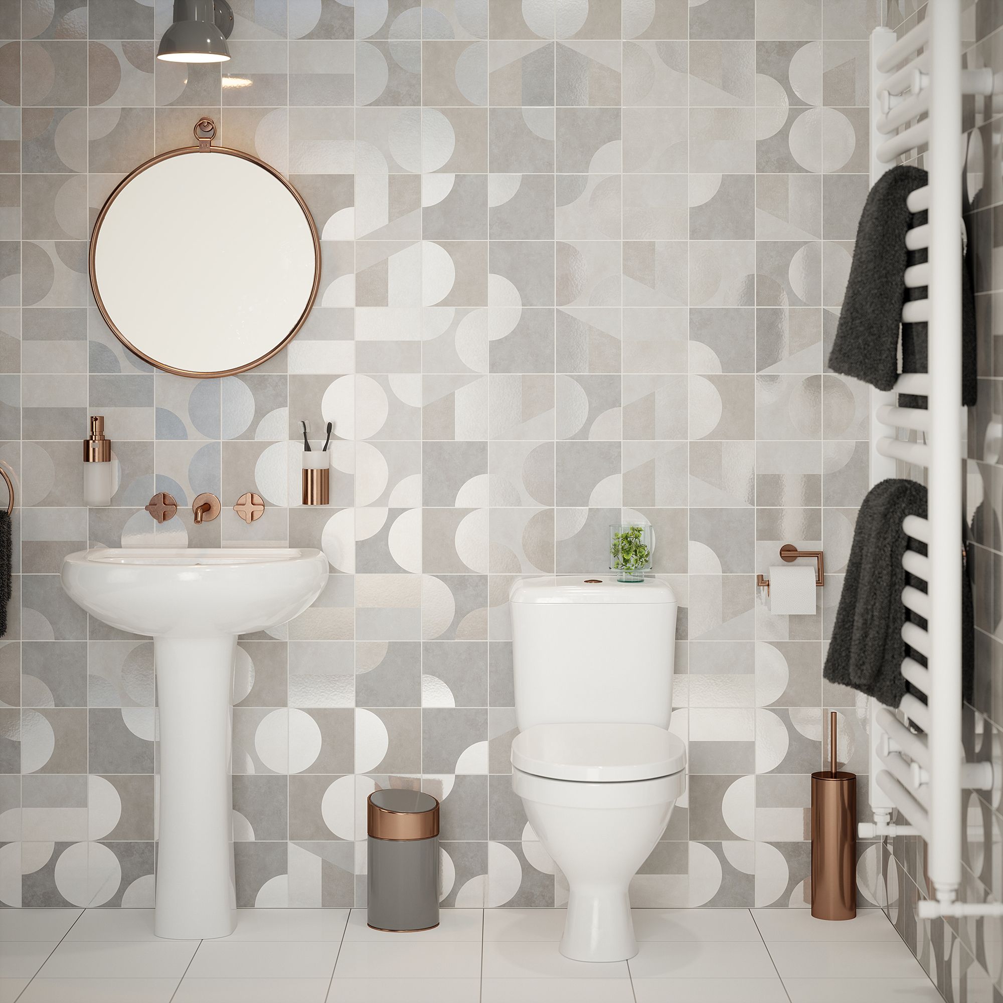 Johnson Tiles Geo Ash Matt Patterned Ceramic Indoor Wall Tile Sample