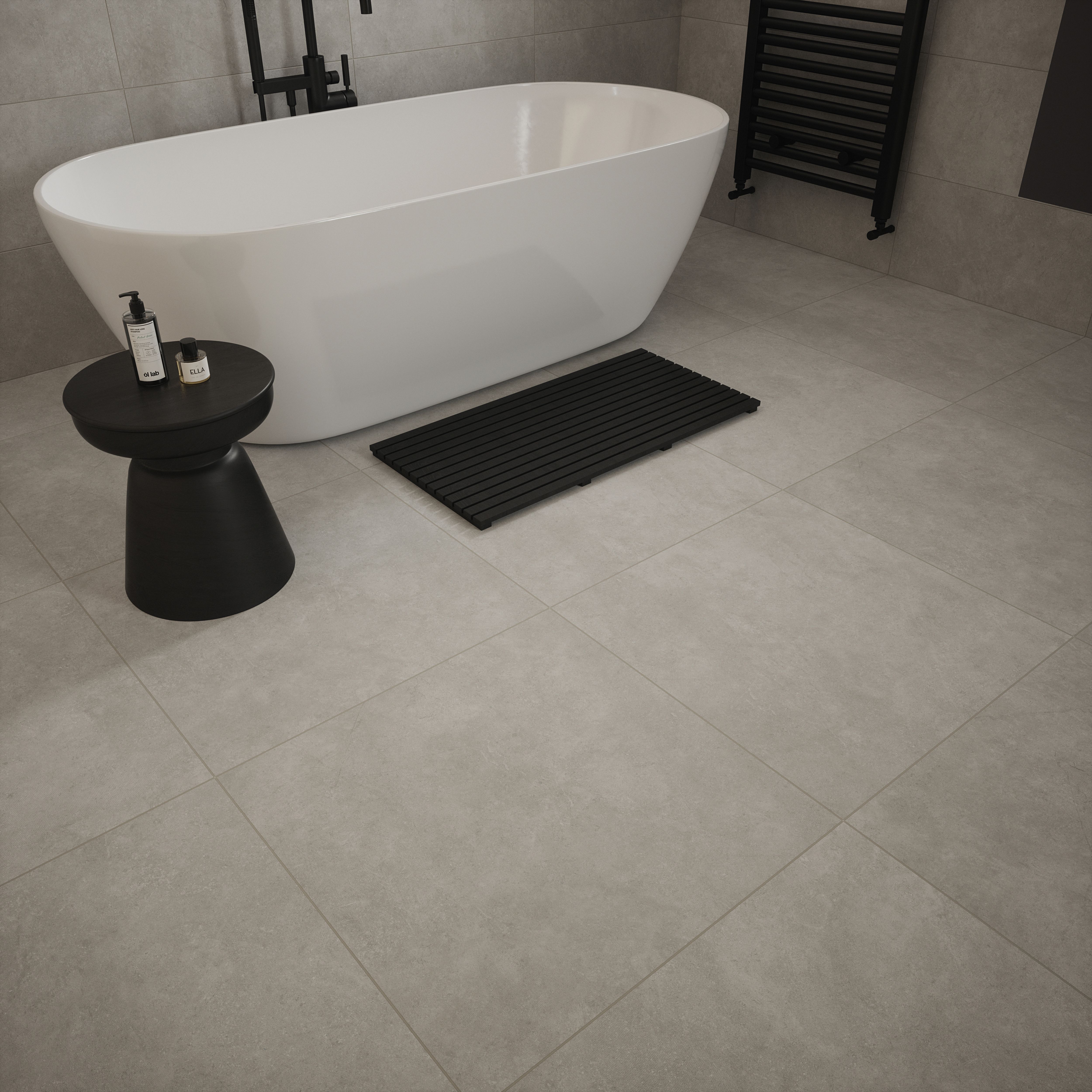 Johnson Tiles Marlow Grey Matt Cement tile effect Porcelain Indoor Wall ...