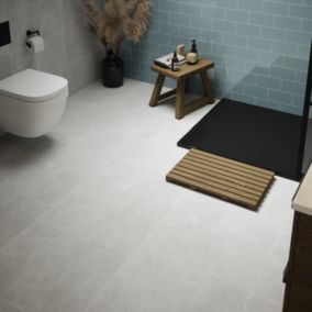 Johnson Tiles Marlow Grey Matt Cement tile effect Textured Ceramic Indoor Wall Tile, Pack of 5, (L)600mm (W)300mm