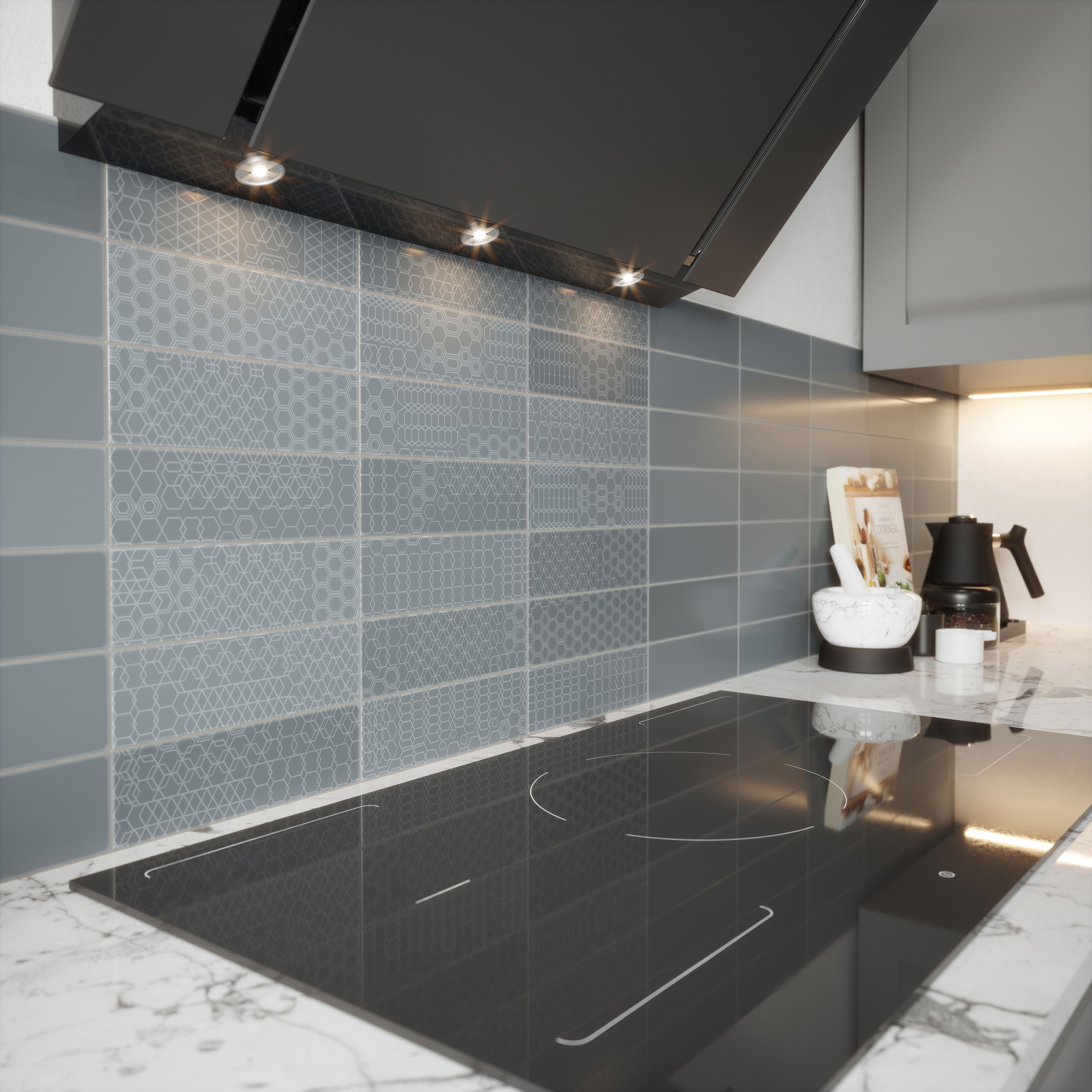 Johnson Tiles Mayfair Dark grey Gloss Ceramic Indoor Wall Tile, (L)245mm (W)75mm, 0.99m²