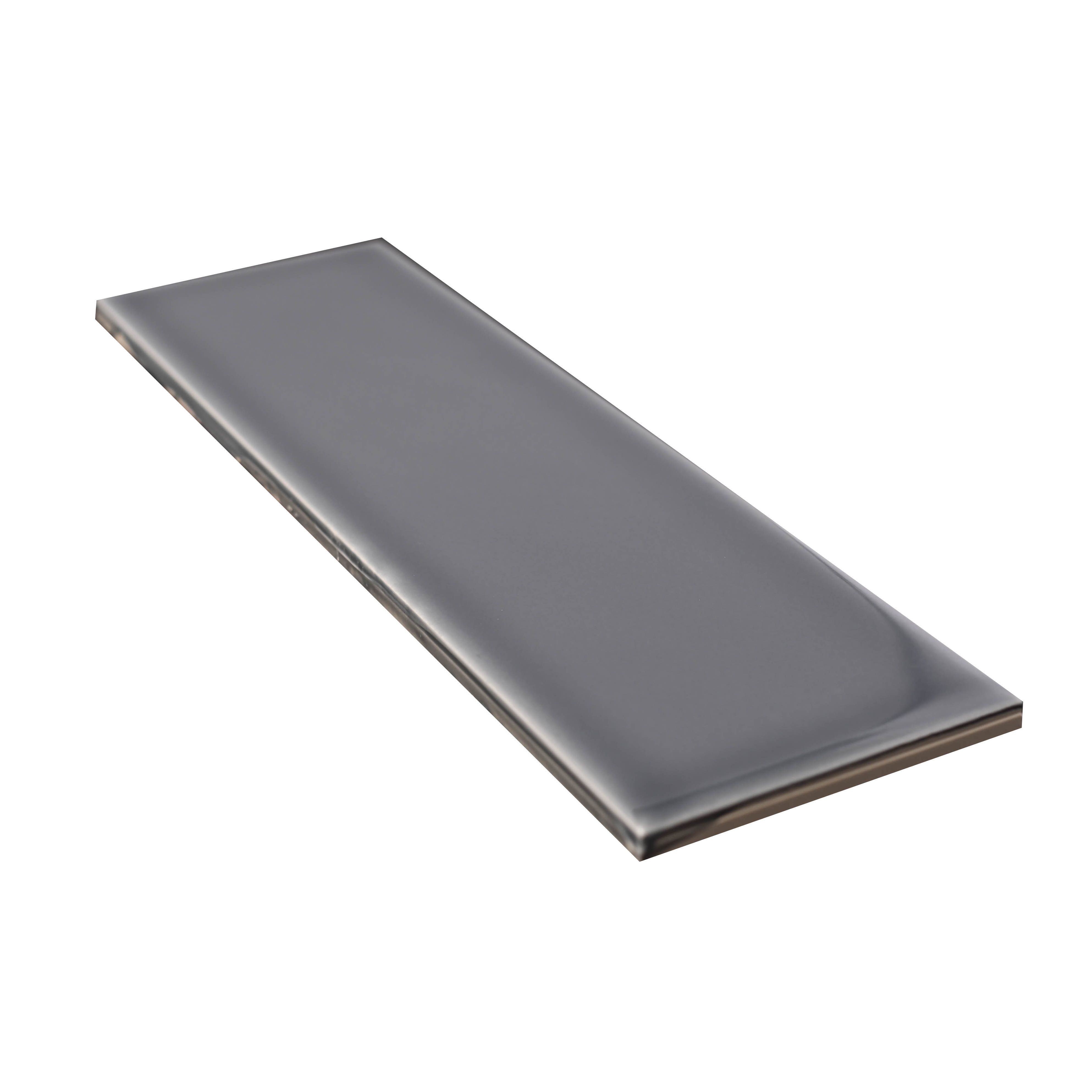 Johnson Tiles Mayfair Dark grey Gloss Ceramic Indoor Wall Tile, (L)245mm (W)75mm, 0.99m²