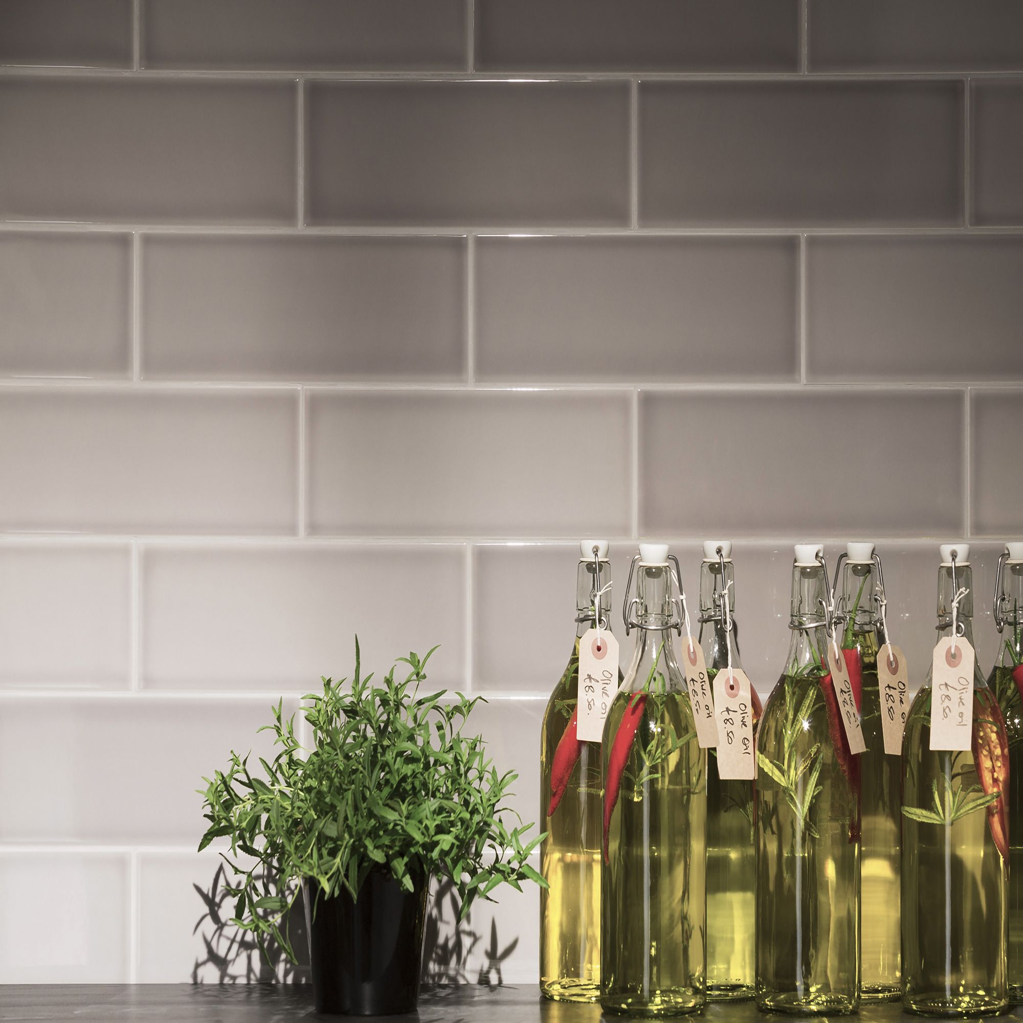 Johnson Tiles Mayfair Grey Gloss Ceramic Indoor Wall Tile Sample