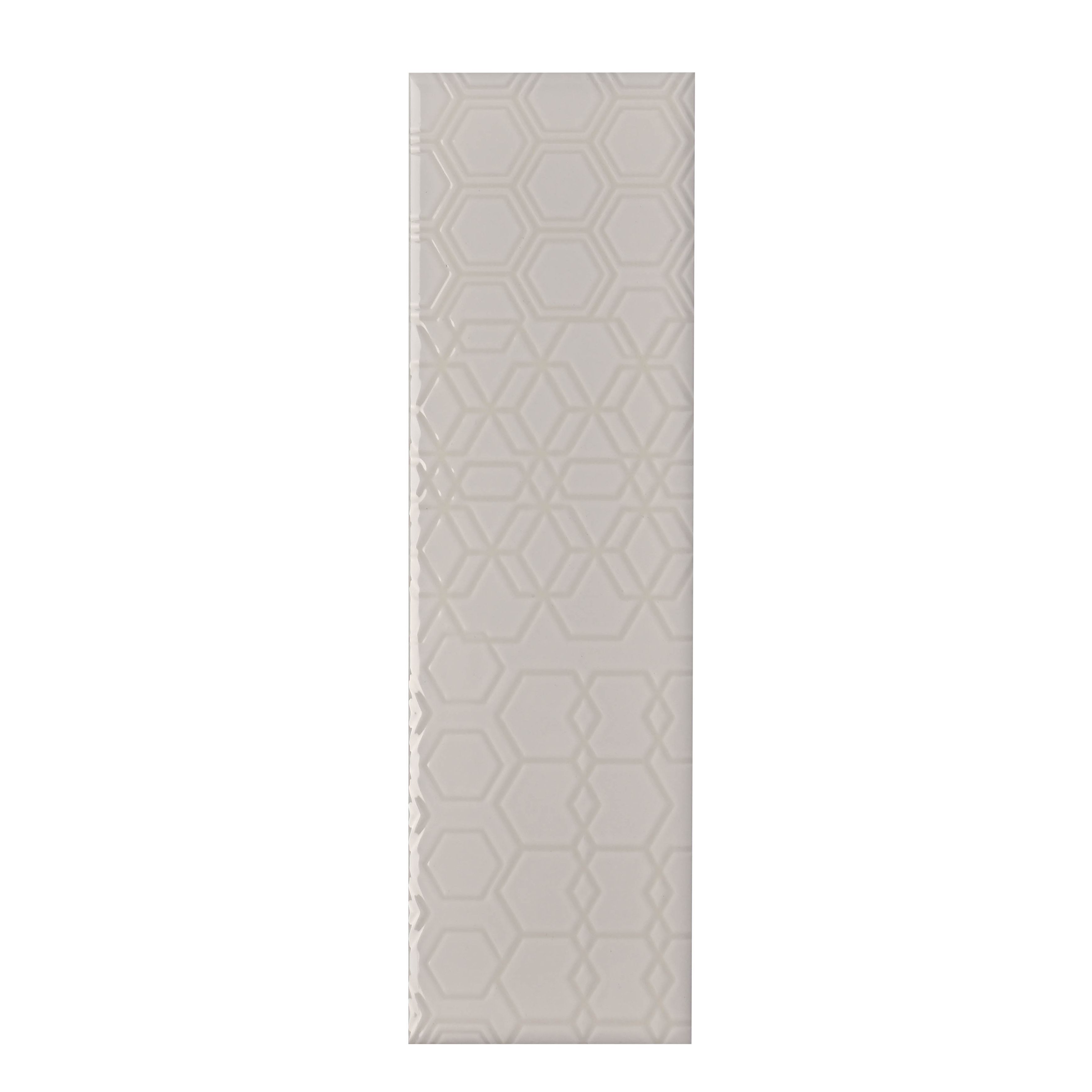 Johnson Tiles Mayfair White Gloss Patterned Textured Ceramic Indoor Wall Tile, Pack of 54, (L)245mm (W)75mm