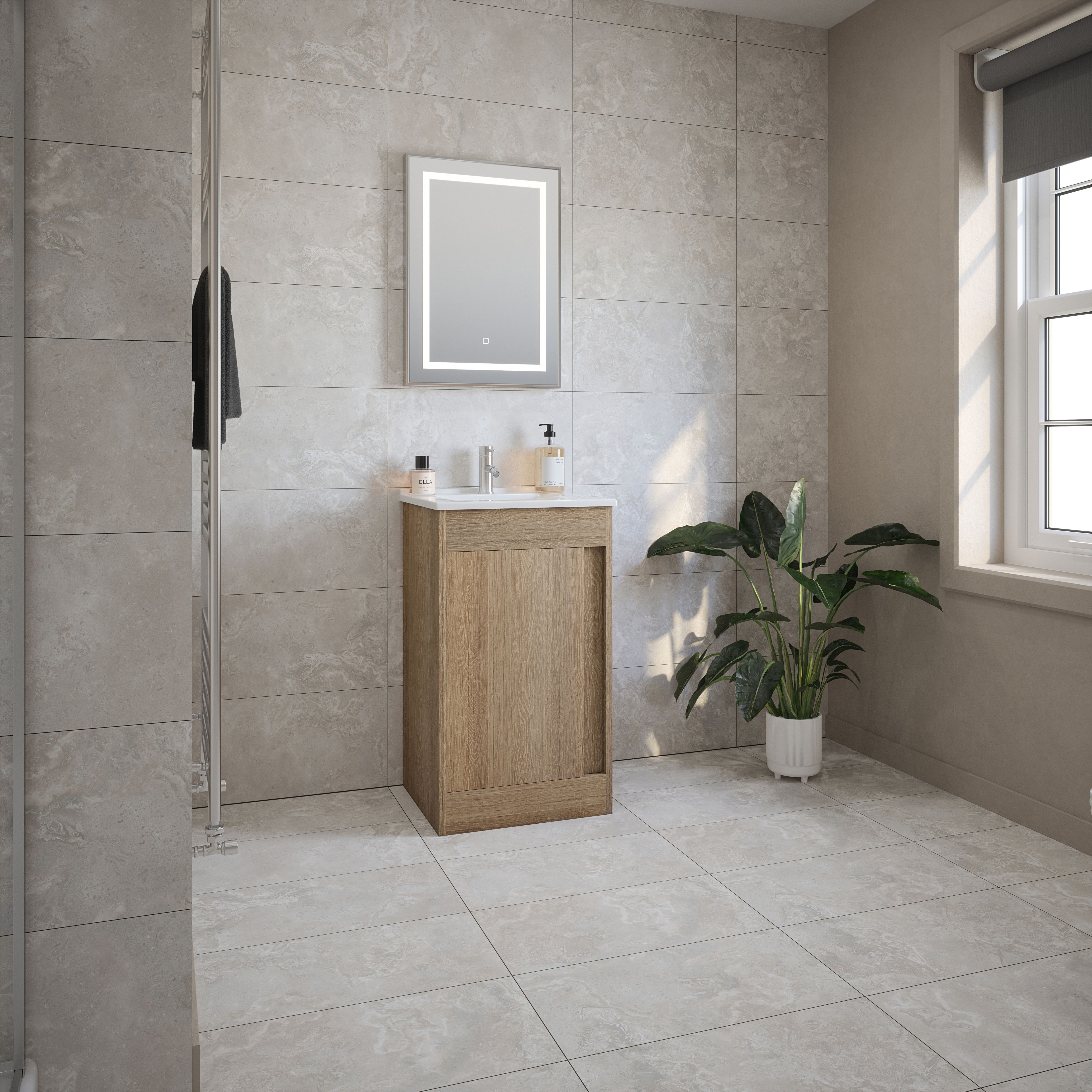 Johnson Tiles Spencer White Matt Natural Stone effect Ceramic Indoor Wall & floor Tile, (L)600mm (W)300mm, 0.9m²