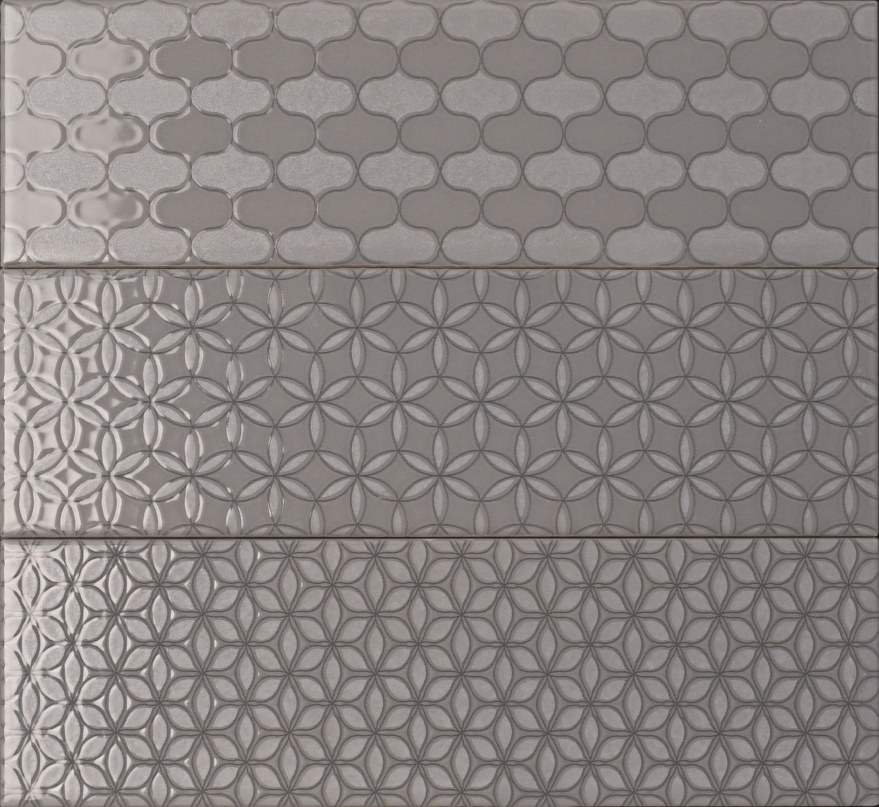Johnson Tiles Tangier Grey Gloss Patterned Textured Ceramic Indoor Wall Tile, Pack of 54, (L)245mm (W)75mm