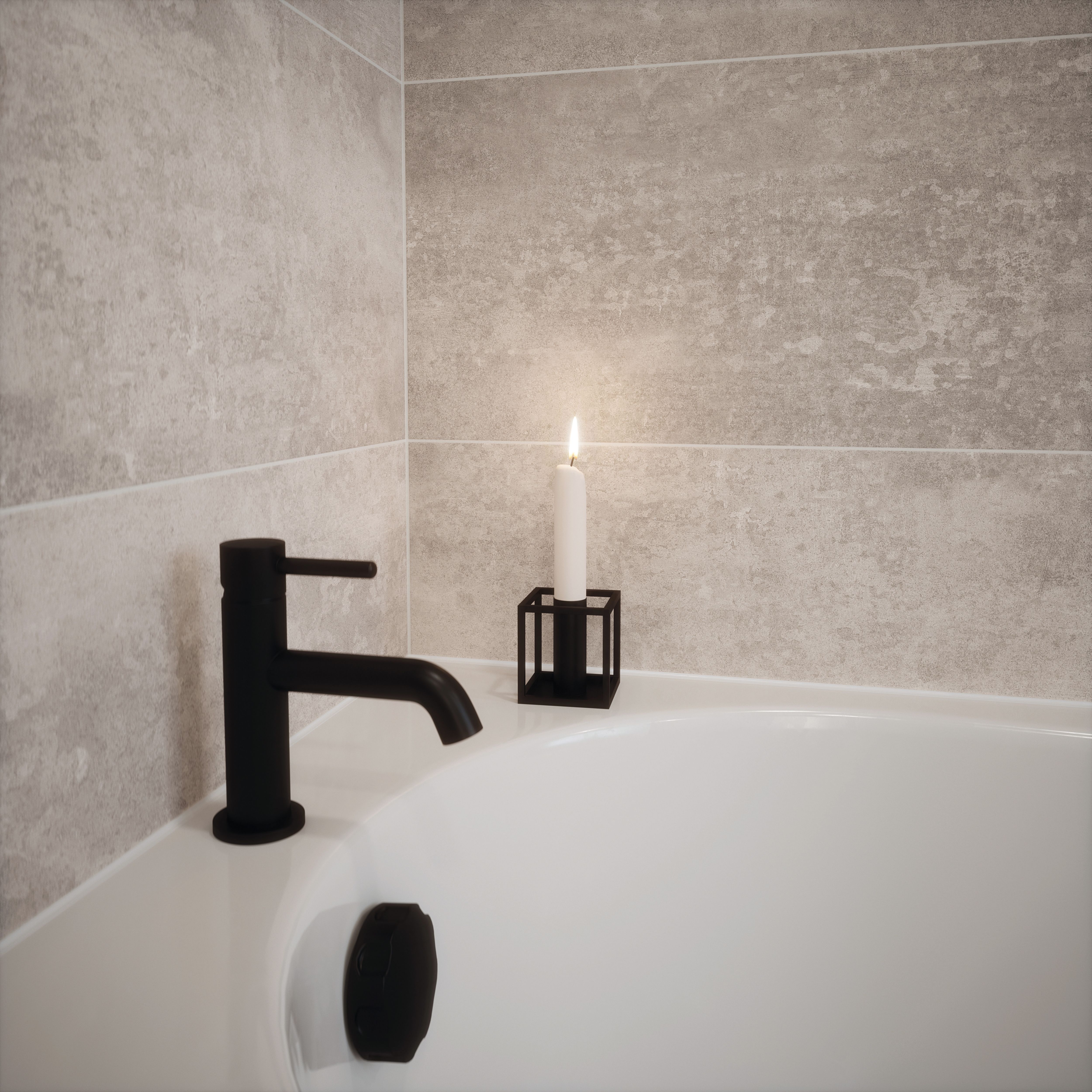 Johnson Tiles Urban concrete Grey Matt Stone effect Ceramic Wall & floor Tile Sample - 5
