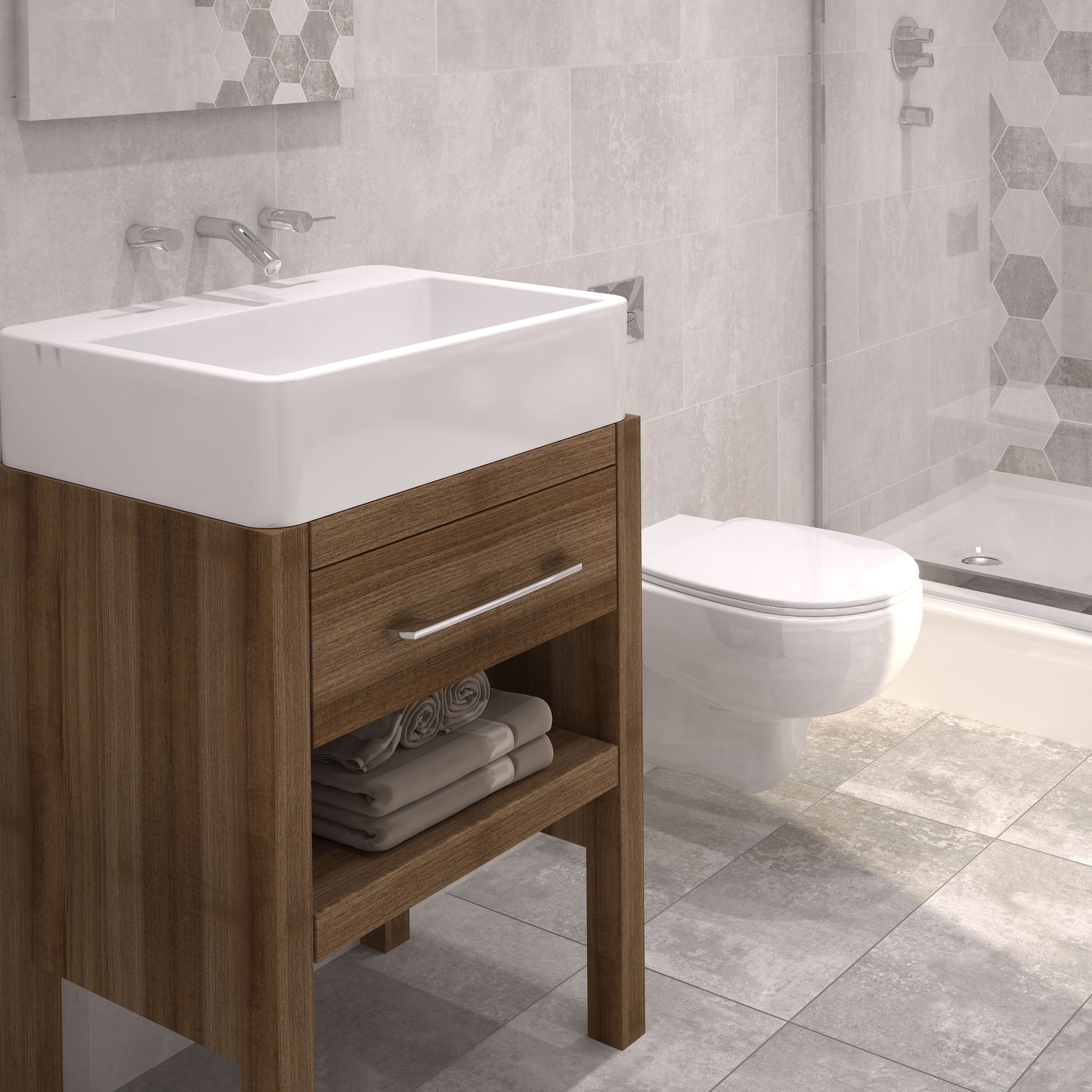 Johnson Tiles Urban concrete Grey Matt Stone effect Ceramic Wall & floor Tile Sample - 6