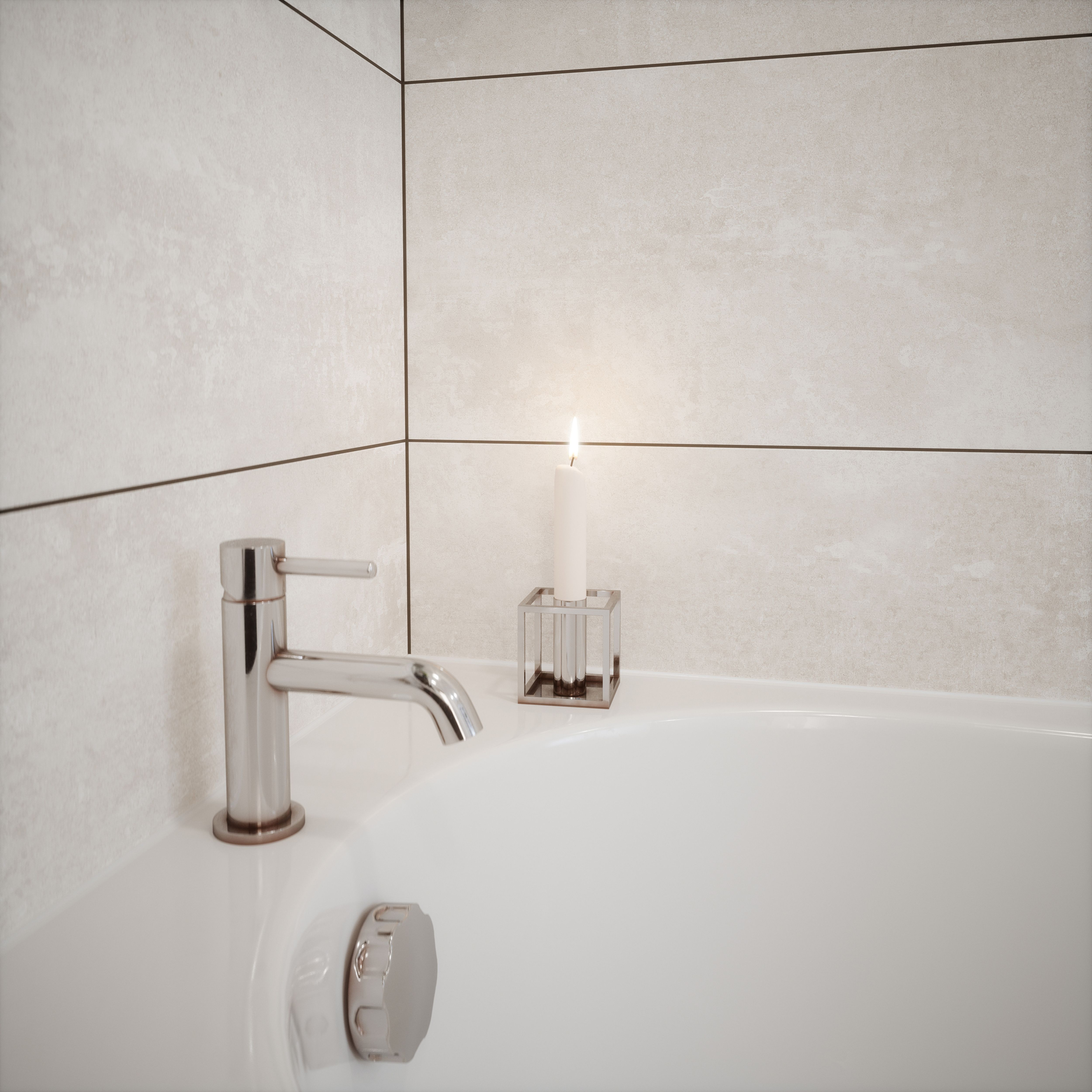 Johnson Tiles Urban concrete White Plain Ceramic Wall & floor Tile Sample - 6