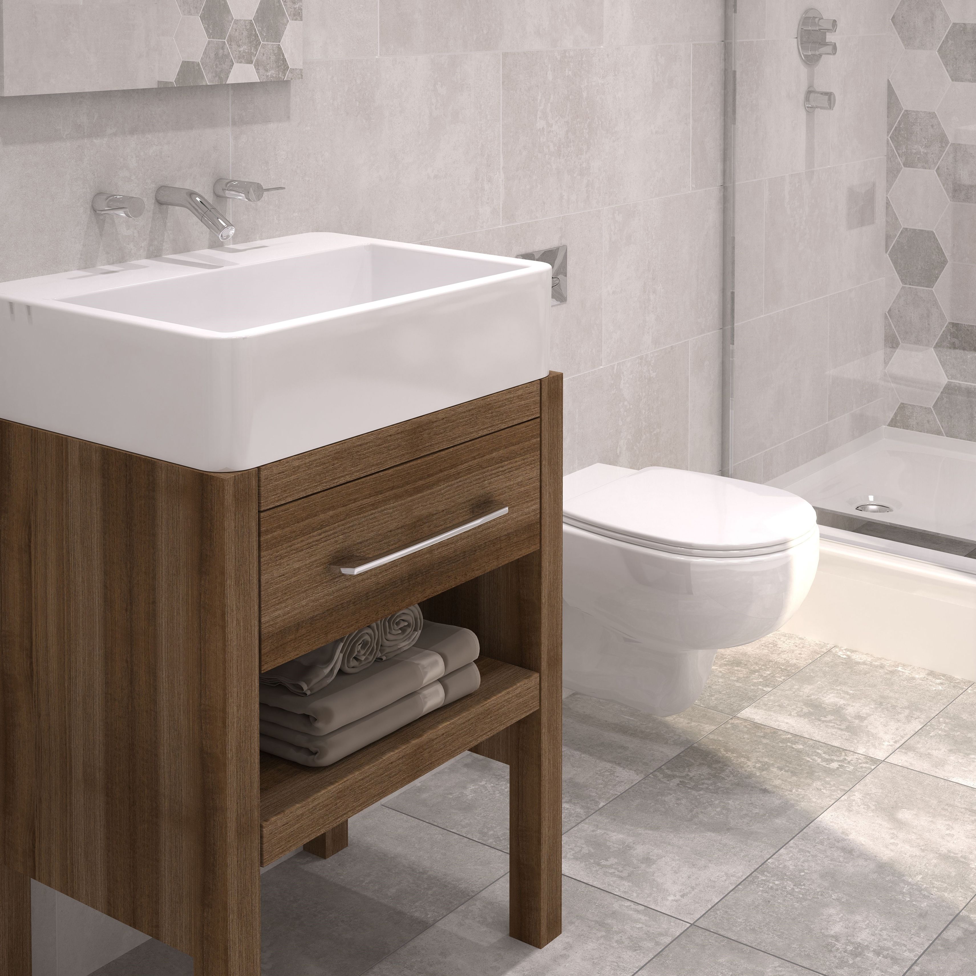 Johnson Tiles Urban concrete White Plain Ceramic Wall & floor Tile Sample - 7