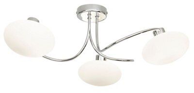 Joia Swirl Brushed Glass & metal Chrome effect 3 Lamp Ceiling light
