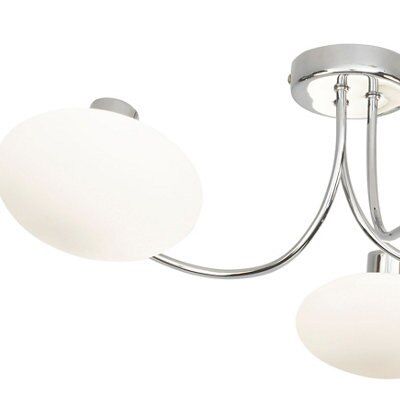 Joia Swirl Brushed Glass & metal Chrome effect 3 Lamp Ceiling light