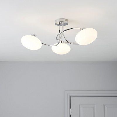 Joia Swirl Brushed Glass & metal Chrome effect 3 Lamp Ceiling light